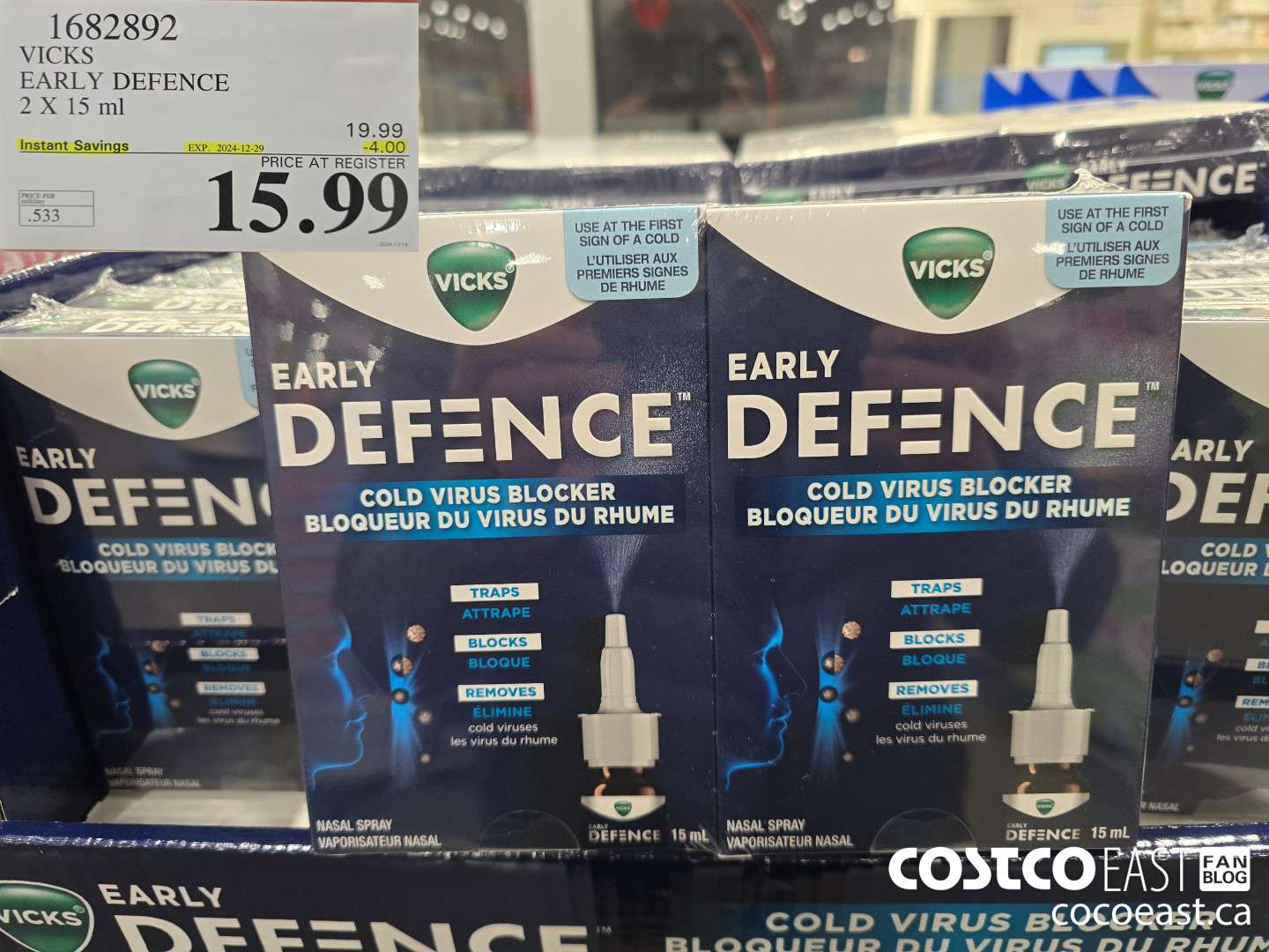1682892 VICKS EARLY DEFENCE 2 X 15 ml ($4.00 INSTANT SAVINGS EXPIRES ON 2024-12-29) $15.99