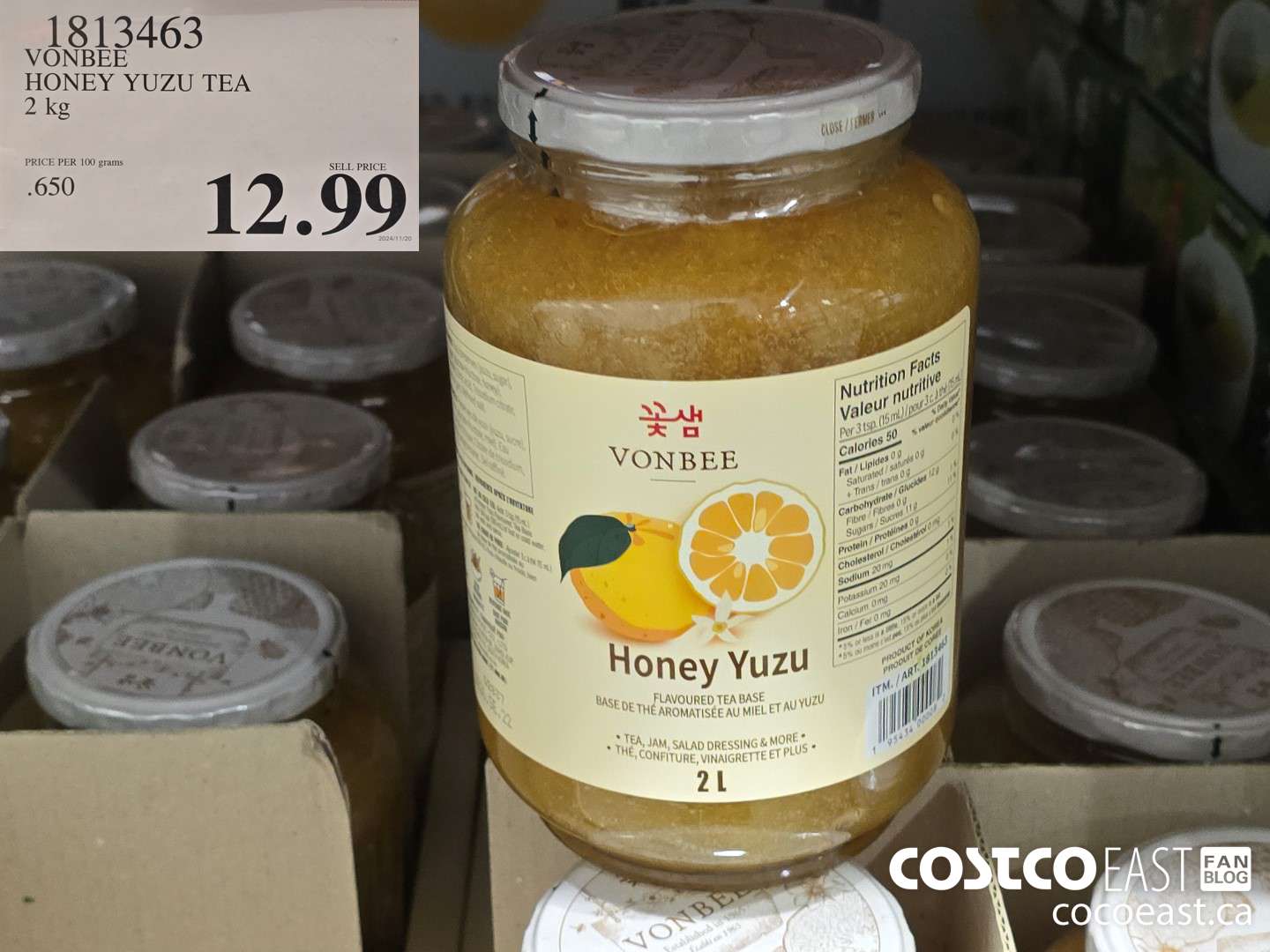 1813463 VONBEE HONEY YUZU TEA 2 kg $12.99