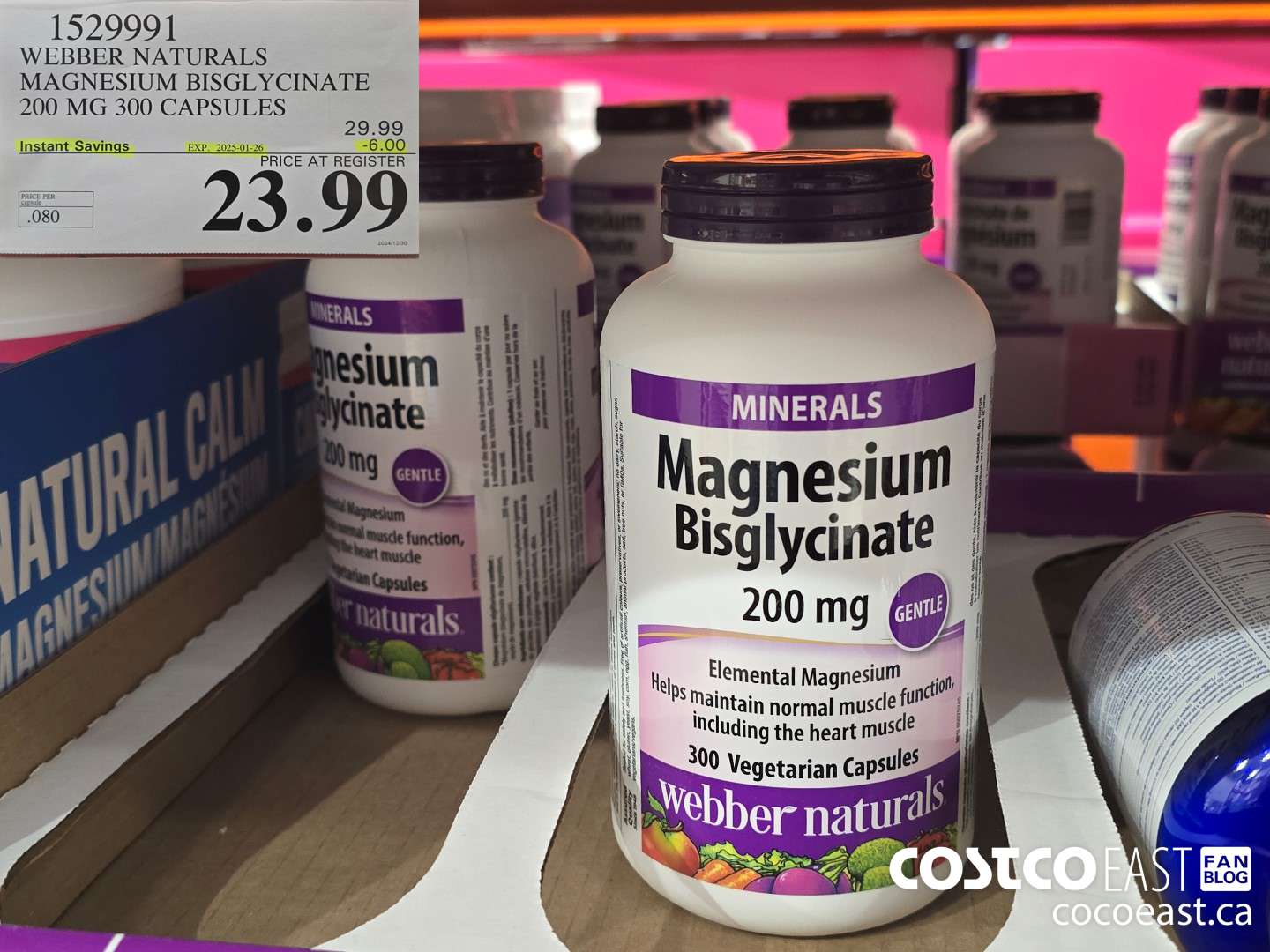 1529991 WEBBER NATURALS MAGNESIUM BISGLYCINATE 200MG 300 CAPSULES ($6.00 INSTANT SAVINGS EXPIRES ON 2025-01-26) $23.99