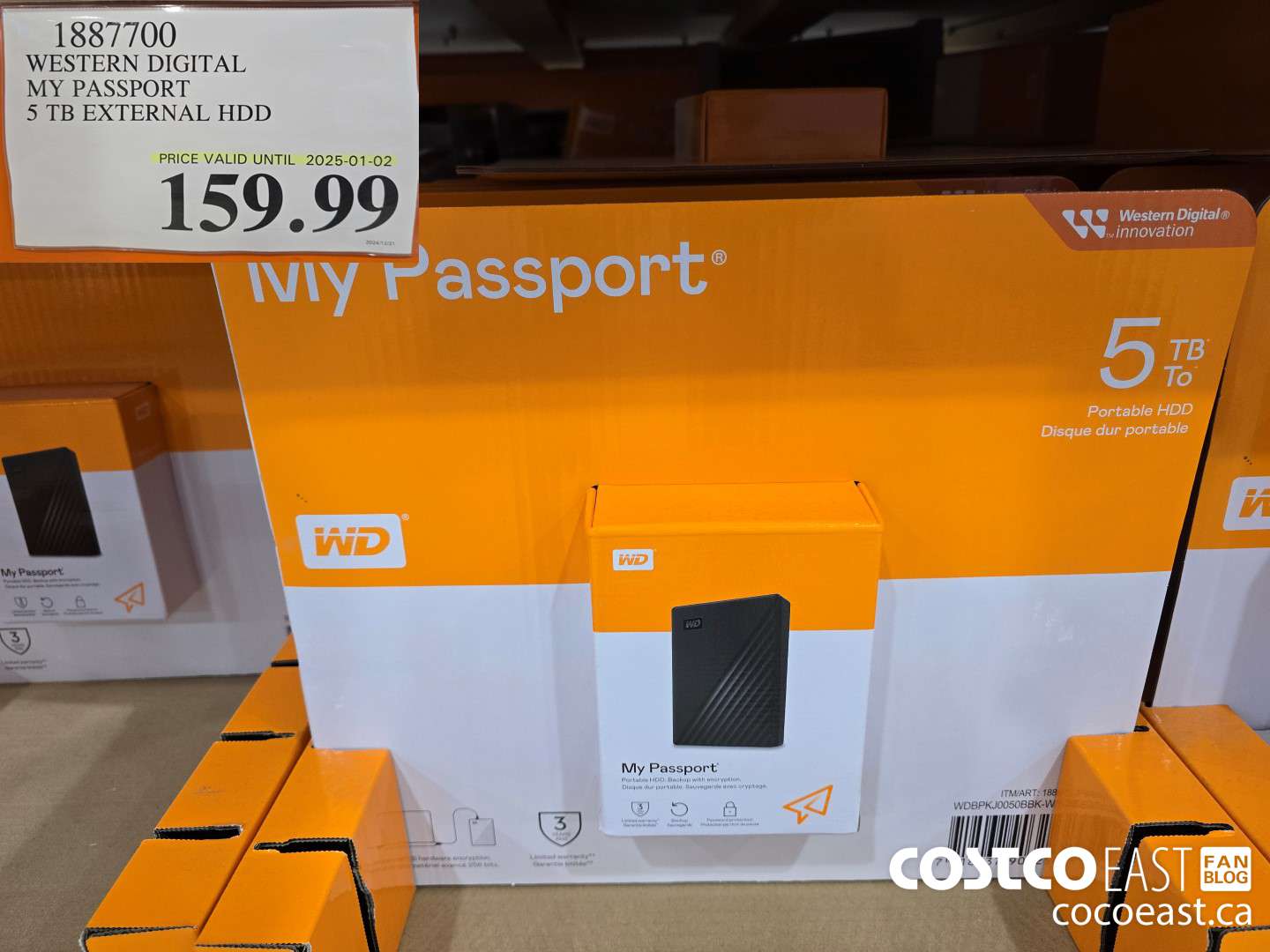 1887700 WESTERN DIGITAL MY PASSPORT 5TB HDD HARD DRIVE $159.99
