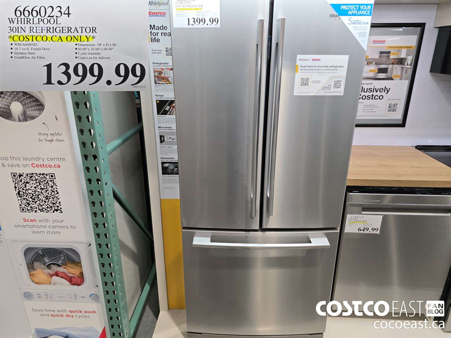 6660234 WHIRLPOOL 30IN REFRIGERATOR *COSTCO.CA ONLY* $1399.99