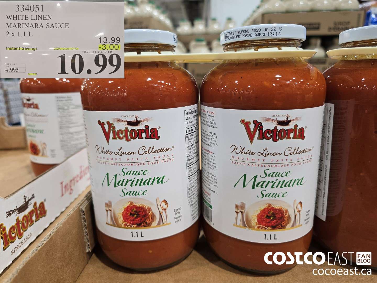 334051 WHITE LINEN MARINARA SAUCE 2 X 1.1L ($3.00 INSTANT SAVINGS EXPIRES ON 2024-12-22) $10.49