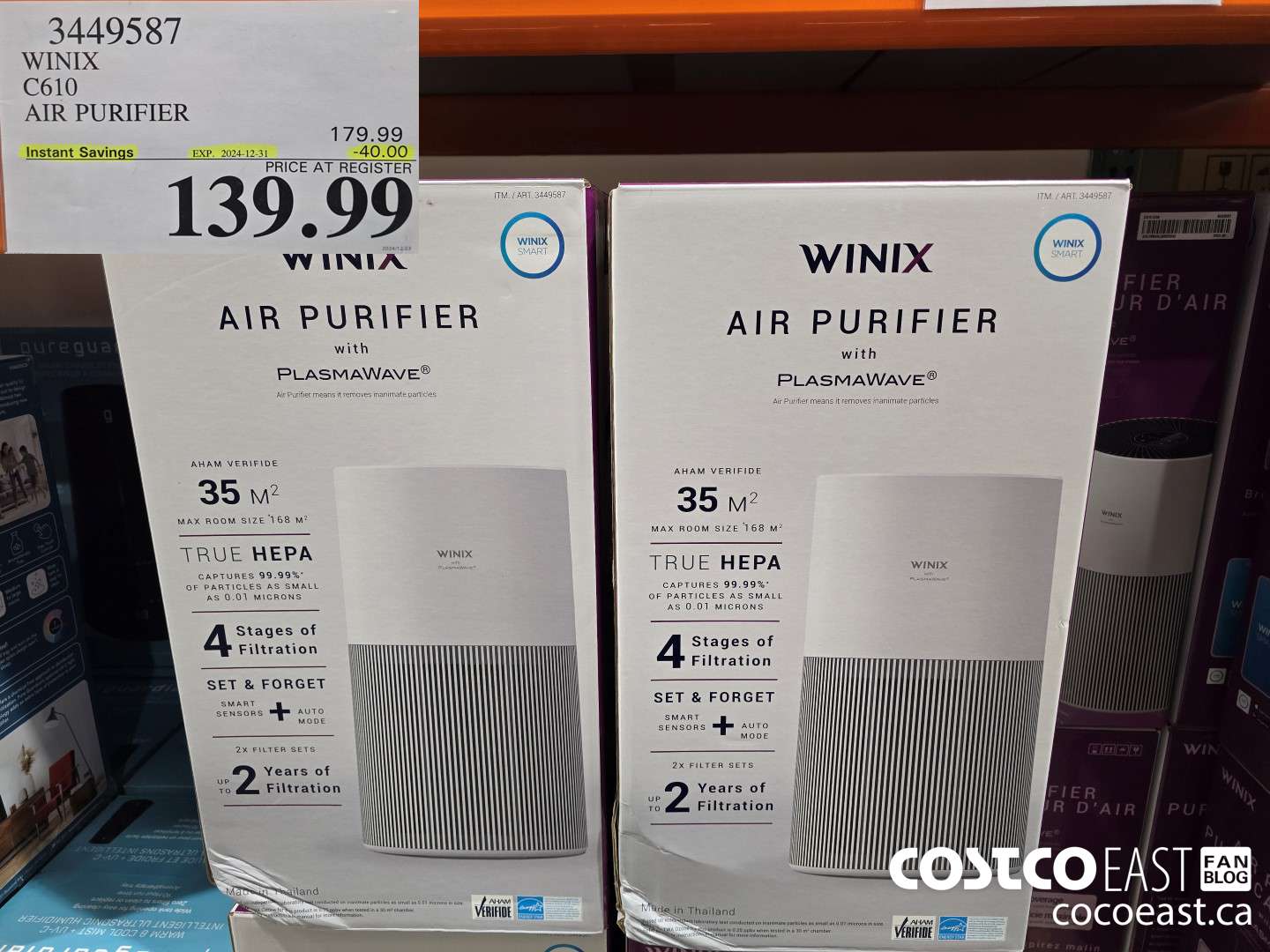 3449587 WINIX C610 AIR PURIFIER ($40.00 INSTANT SAVINGS EXPIRES ON 2024-12-31) $139.99