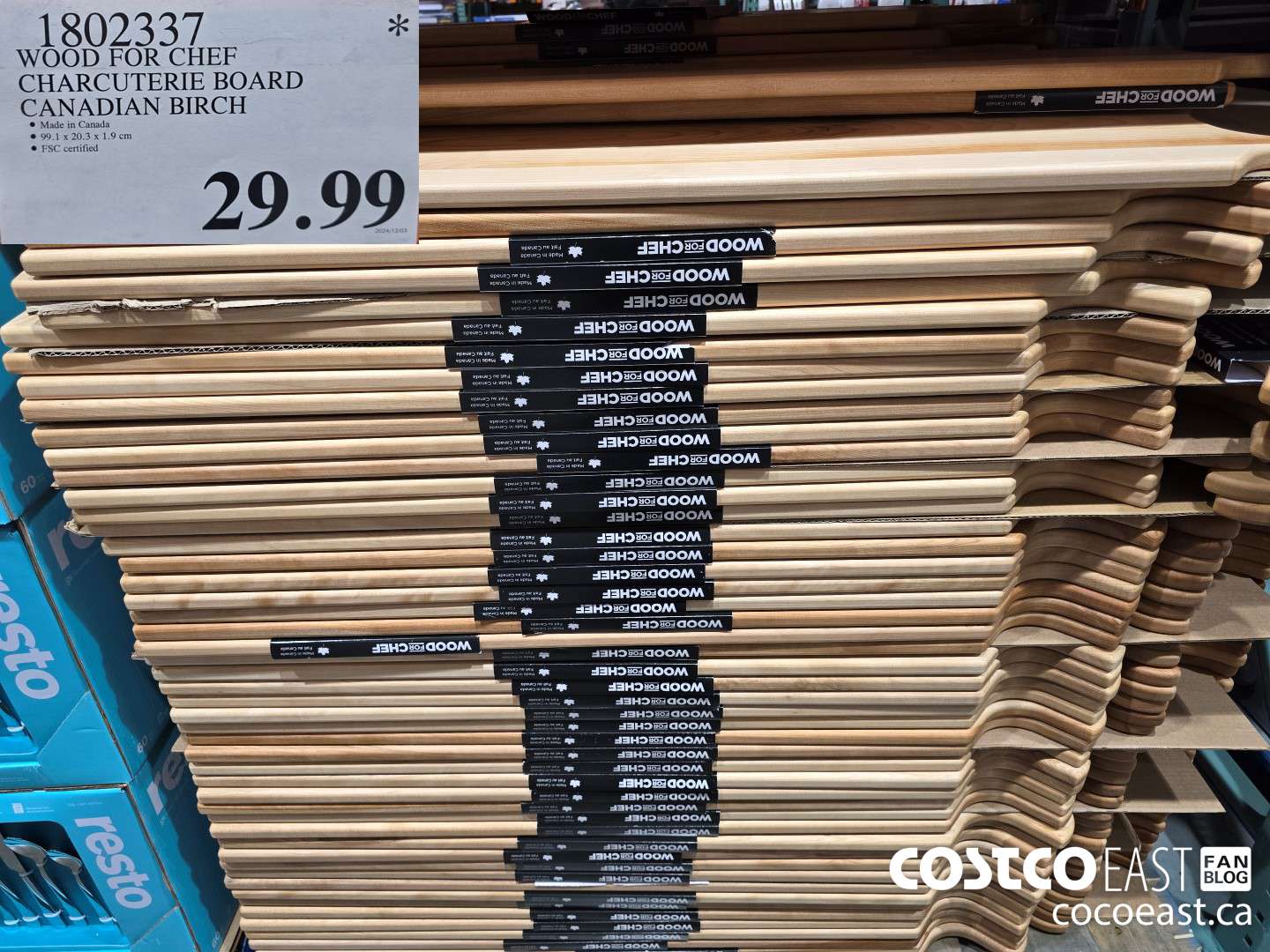 1802337 WOOD FOR CHEF CHARCUTERIE BOARD CANADIAN BIRCH $29.99