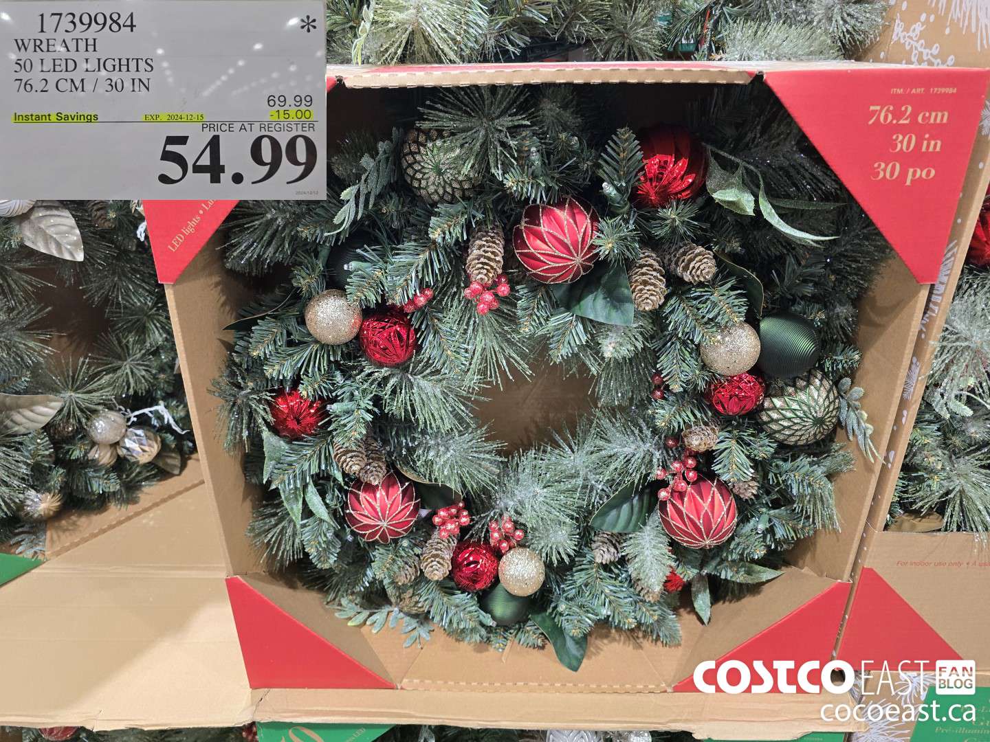 1739984 WREATH 50 LED LIGHTS 76.2 CM / 30 IN ($15.00 INSTANT SAVINGS EXPIRES ON 2024-12-15) $54.99