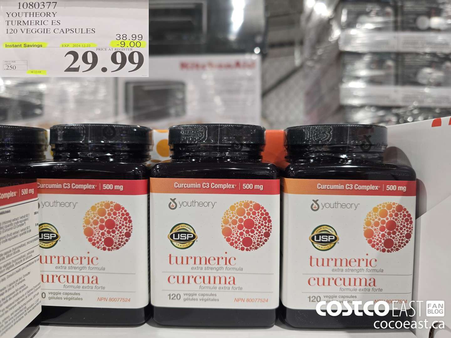 1080377 YOUTHEORY TUMERIC ES 120 VEGGIE CAPSULES ($9.00 INSTANT SAVINGS EXPIRES ON 2024-12-22) $29.99