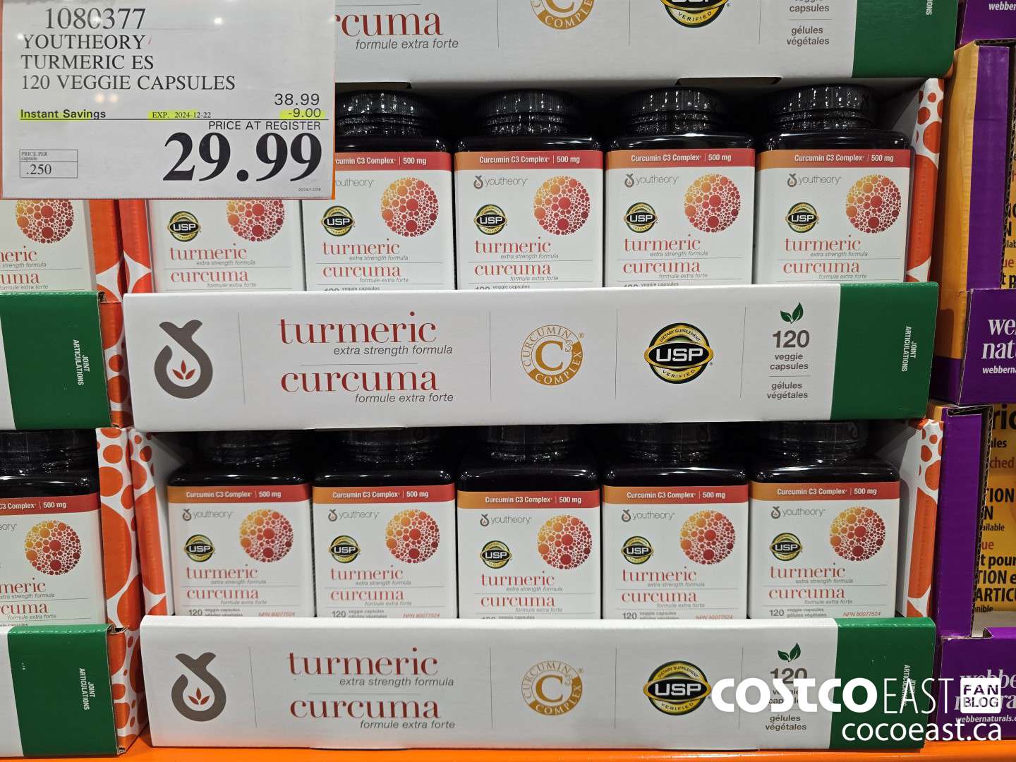 1080377 YOUTHEORY TUMERIC ES 120 VEGGIE CAPSULES ($9.00 INSTANT SAVINGS EXPIRES ON 2024-12-22) $29.99