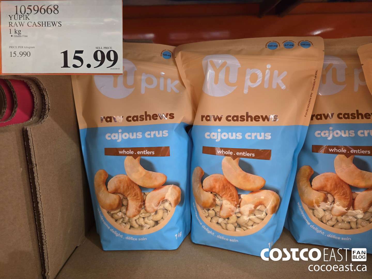 1059668 YUPIK RAW CASHEWS 1 KG $15.99