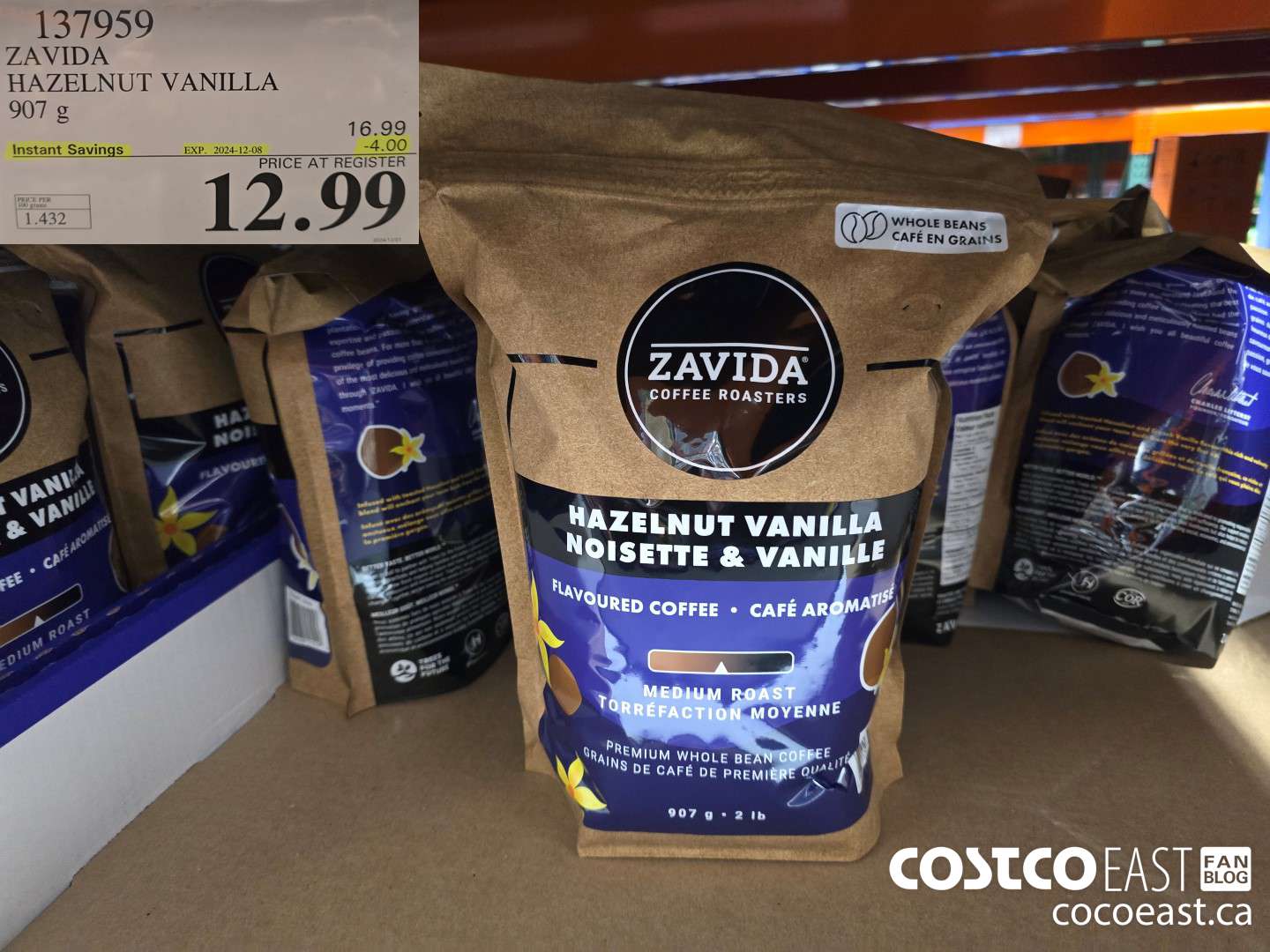 137959 ZAVIDA HAZELNUT VANILLA 907G ($4.00 INSTANT SAVINGS EXPIRES ON 2024-12-08) $12.99
