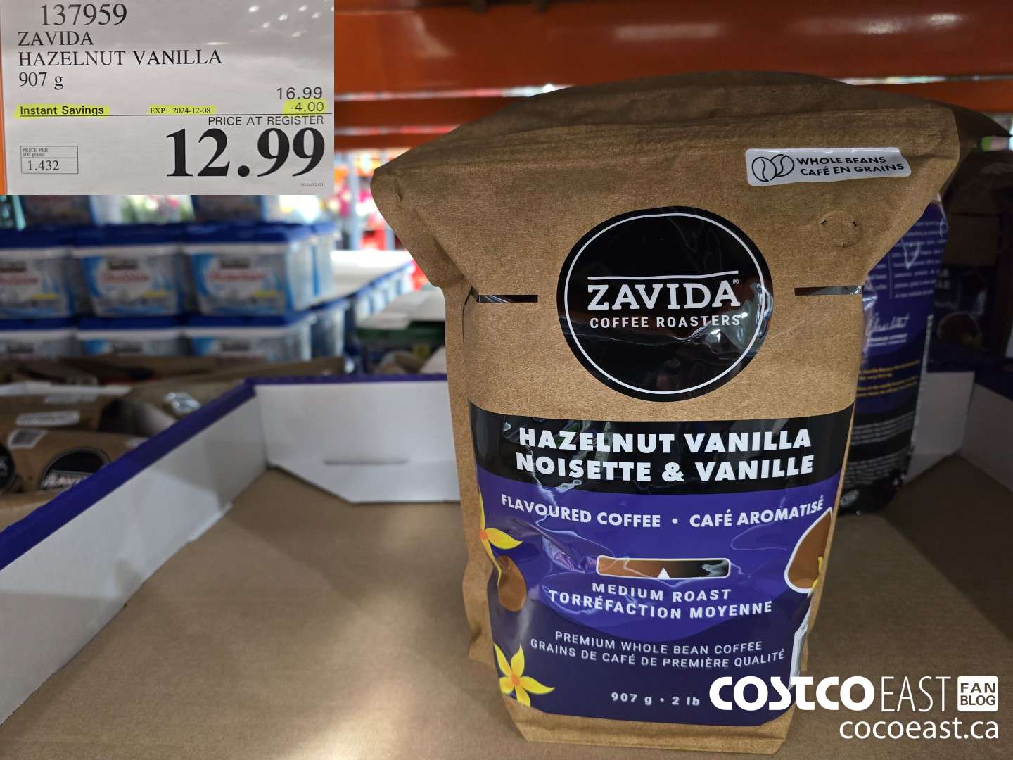 137959 ZAVIDA HAZELNUT VANILLA 907G ($4.00 INSTANT SAVINGS EXPIRES ON 2024-12-08) $12.99