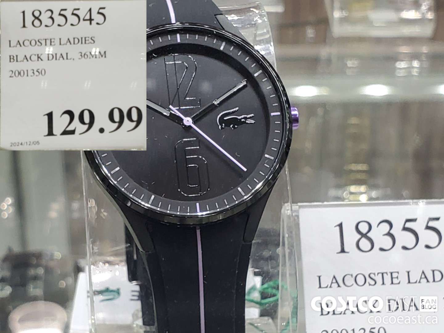 1835545 lACOSTE LADIES BLACK DIAL. 36MM 2001350 $129.99