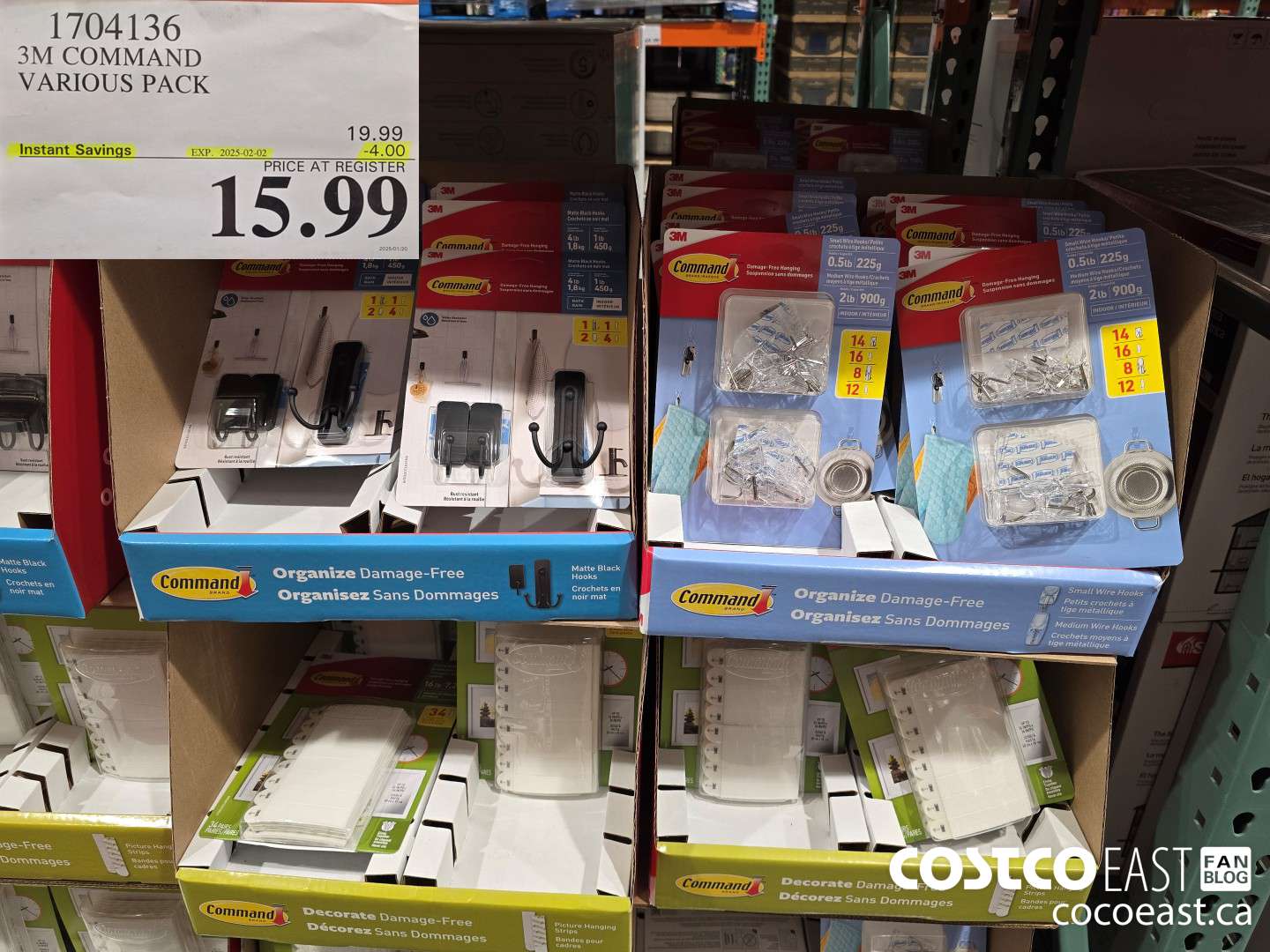 1704136 3M COMMAND VARIOUS PACK ($4.00 INSTANT SAVINGS EXPIRES ON 2025-02-02) $15.99