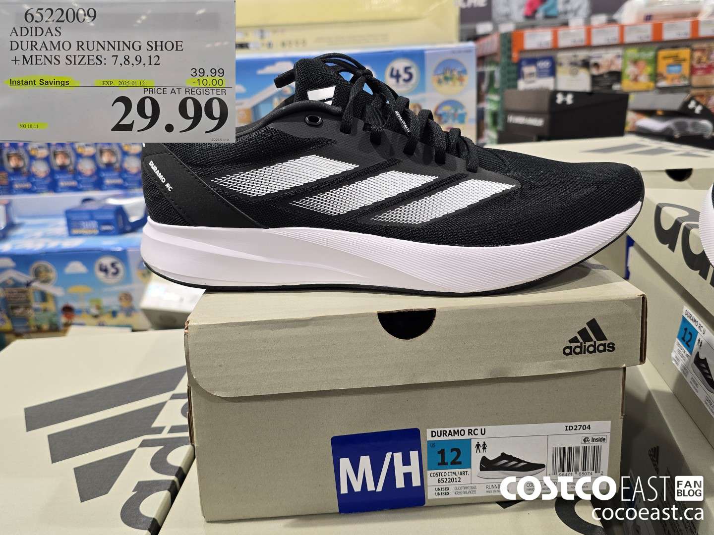 6522009 ADIDAS DURAMO RUNNING SHOE MENS SIZES: 7,8,9,12 ($10.00 INSTANT SAVINGS EXPIRES ON 2025-01-12) $29.99