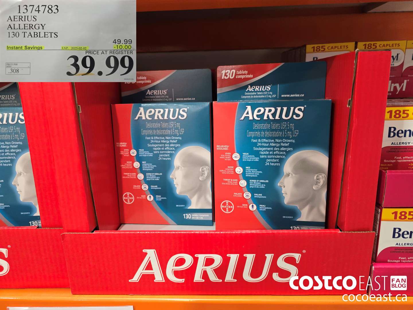 1374783 AERIUS ALLERGY 130 TABLETS ($10.00 INSTANT SAVINGS EXPIRES ON 2025-02-02) $39.99