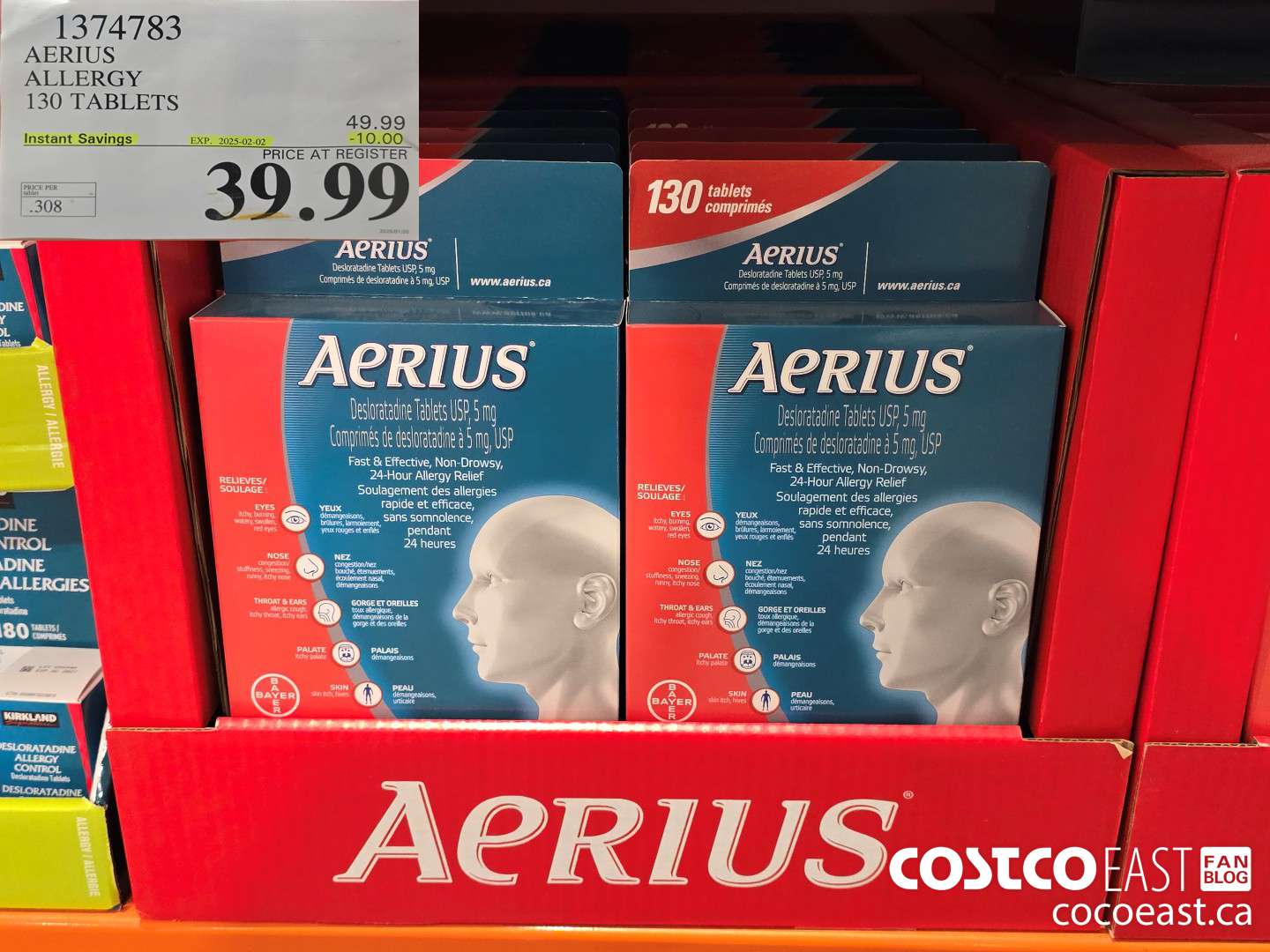 1374783 AERIUS ALLERGY 130 TABLETS ($10.00 INSTANT SAVINGS EXPIRES ON 2025-02-02) $39.99