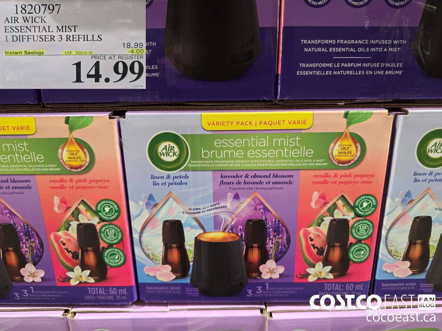 1820797 AIR WICK ESSENTIAL MIST 1 DIFFUSER 3 REFILLS ($4.00 INSTANT SAVINGS EXPIRES ON 2025-01-19) $14.99