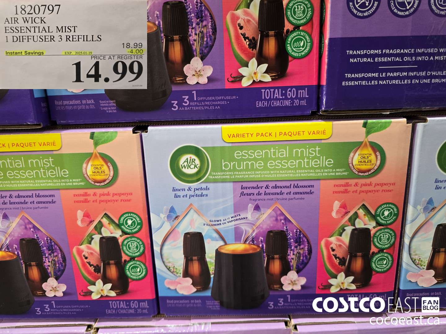 1820797 AIR WICK ESSENTIAL MIST 1 DIFFUSER 3 REFILLS ($4.00 INSTANT SAVINGS EXPIRES ON 2025-01-19) $14.99