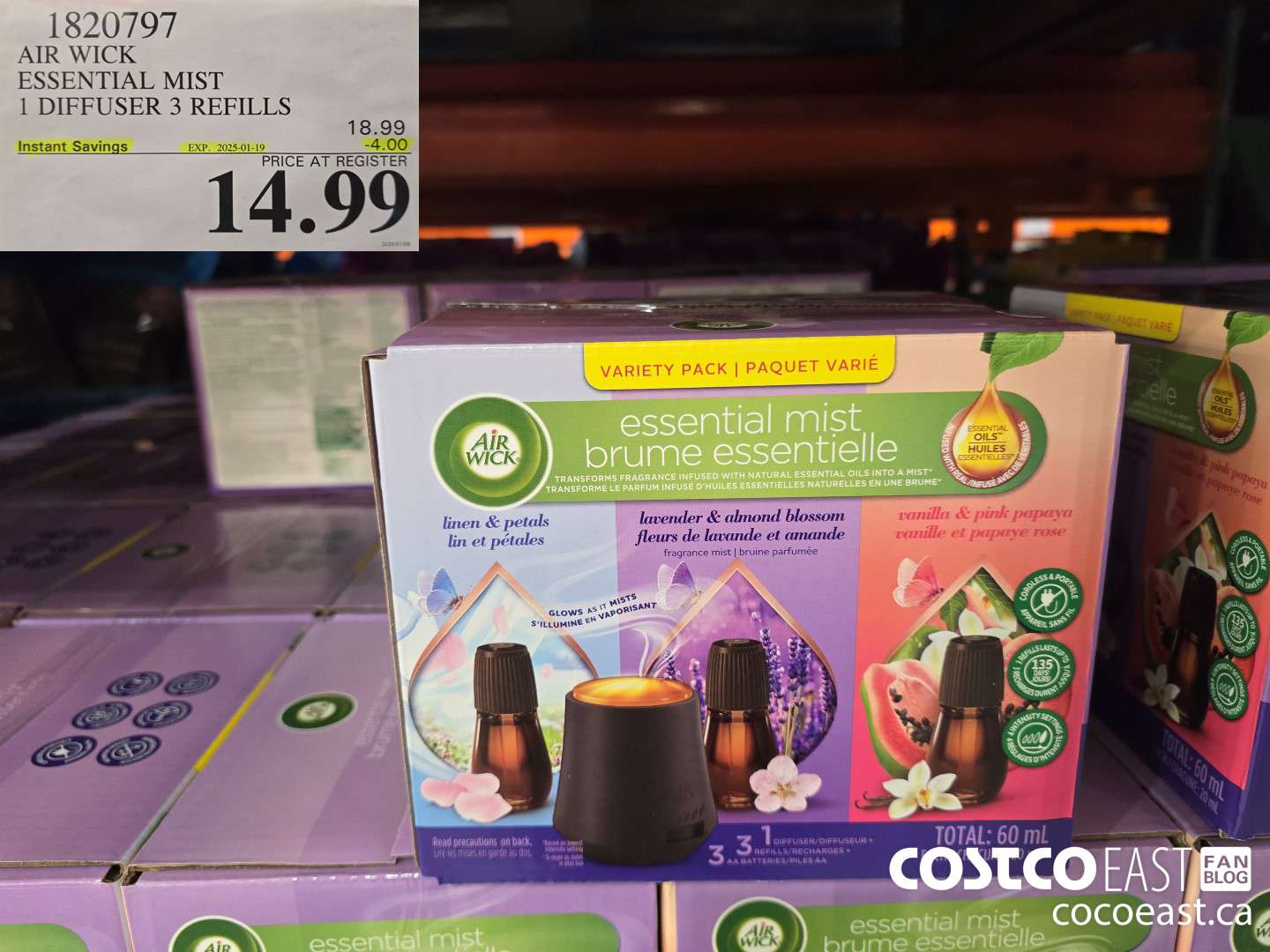 1820797 AIR WICK ESSENTIAL MIST 1 DIFFUSER 3 REFILLS ($4.00 INSTANT SAVINGS EXPIRES ON 2025-01-19) $14.99