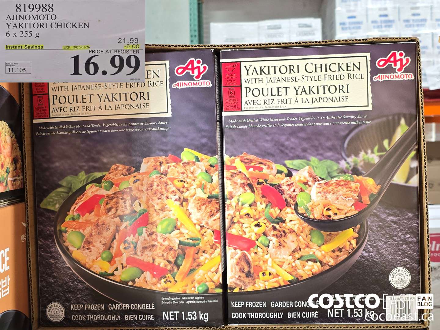 819988 AJINOMOTO YAKITORI CHICKEN 6 X 255 G ($5.00 INSTANT SAVINGS EXPIRES ON 2025-01-26) $16.99