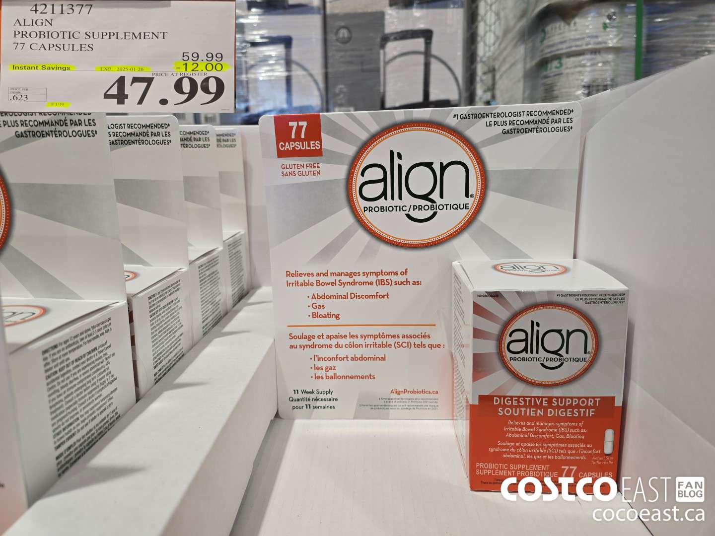 4211377 ALIGN PROBIOTIC SUPPLEMENT 77 CAPSULES 202501-26 ($12.00 INSTANT SAVINGS) $47.99