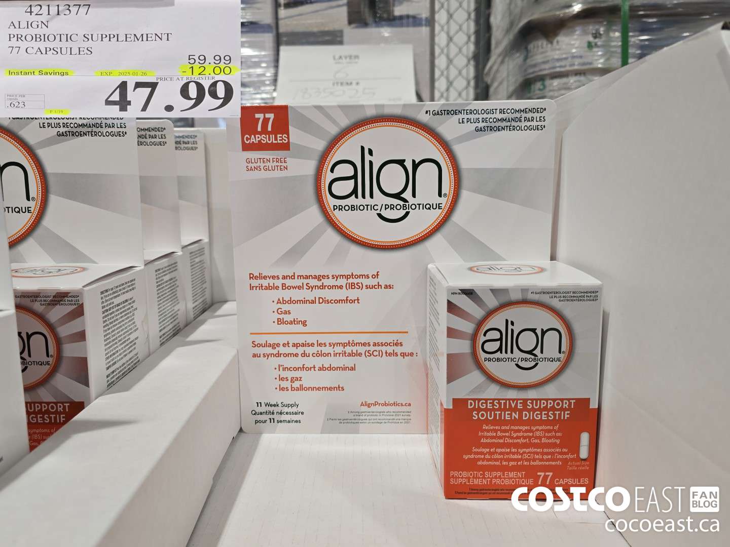 4211377 ALIGN PROBIOTIC SUPPLEMENT 77 CAPSULES ($12.00 INSTANT SAVINGS EXPIRES ON 2025-01-26) $47.99