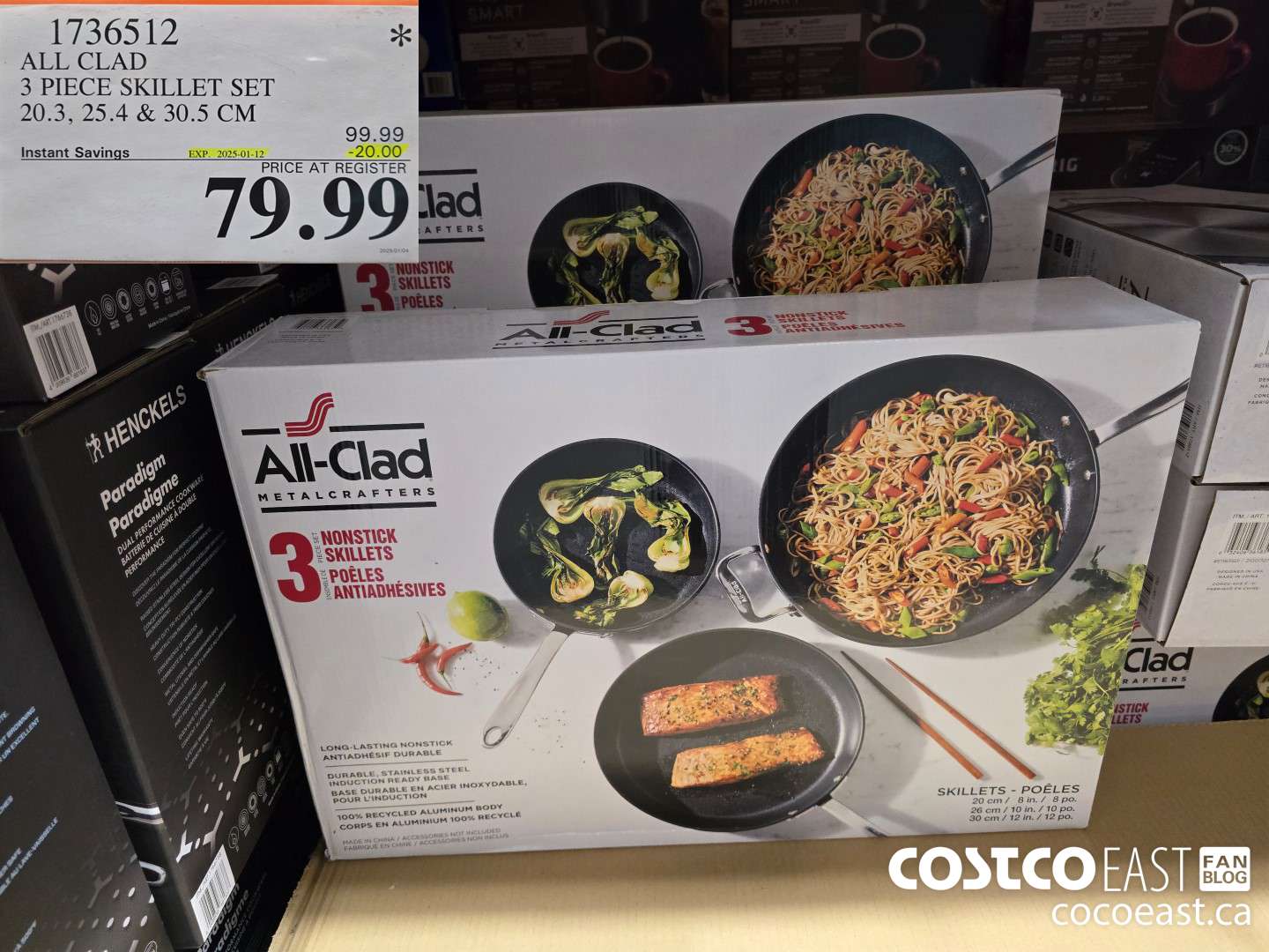 1736512 ALL CLAD 3 PIECE SKILLET SET 20., 25.4, 30.5 CM ($20.00 INSTANT SAVINGS EXPIRES ON 2025-01-12) $79.99