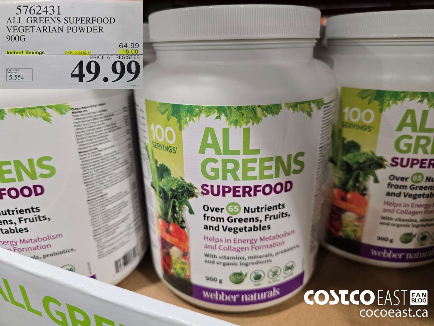 5762431 ALL GREENS SUPERFOOD VEGETARIAN POWDER 900G ($15.00 INSTANT SAVINGS EXPIRES ON 2025-02-16) $49.99