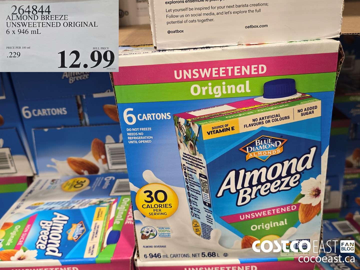 264844 ALMOND BREEZE UNSWEETENED ORIGINAL 6 X 946 ML $12.99