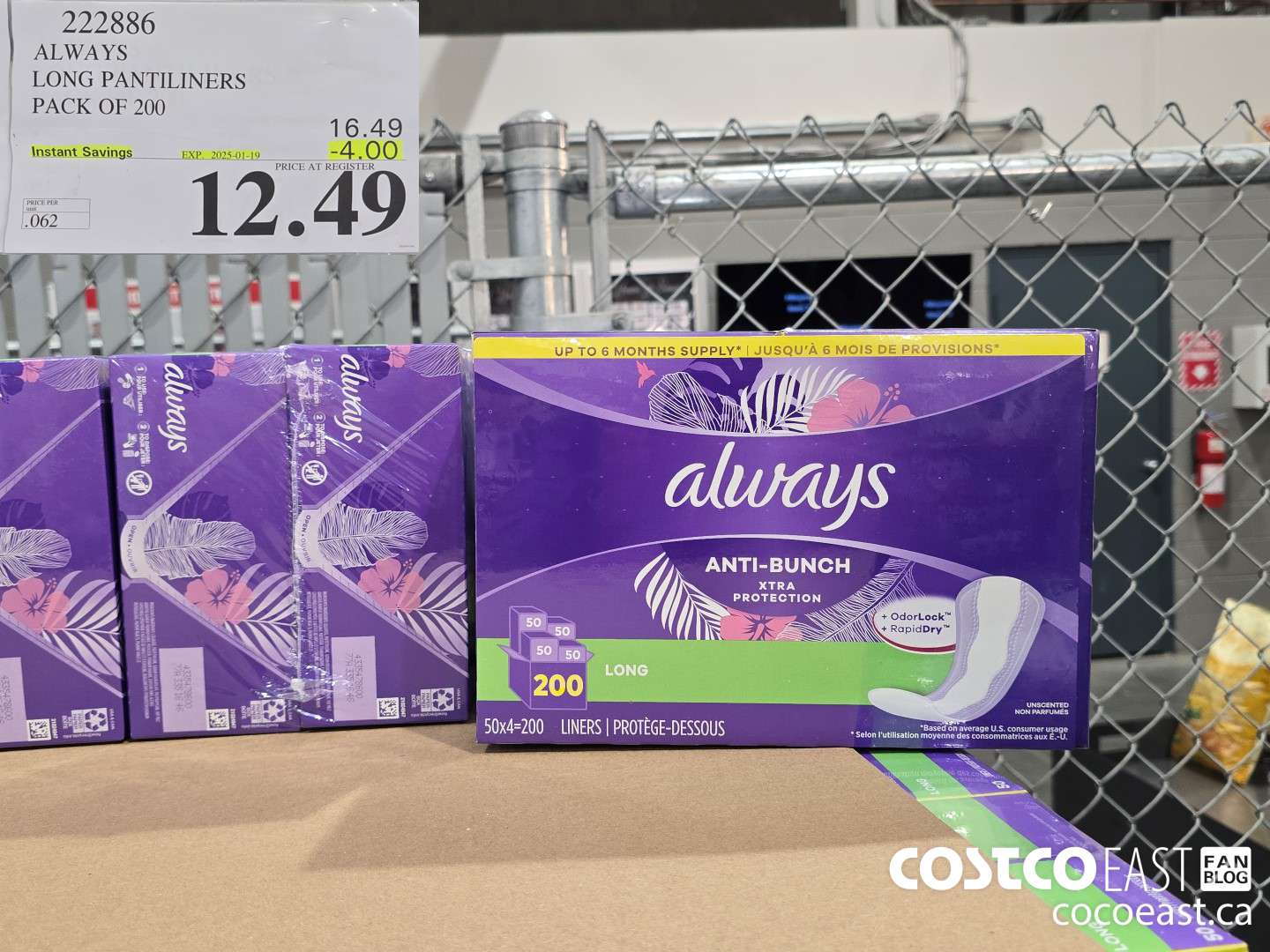 222886 ALWAYS LONG PANTILINERS PACK OF 200 ($4.00 INSTANT SAVINGS EXPIRES ON 2025-01-19) $12.49