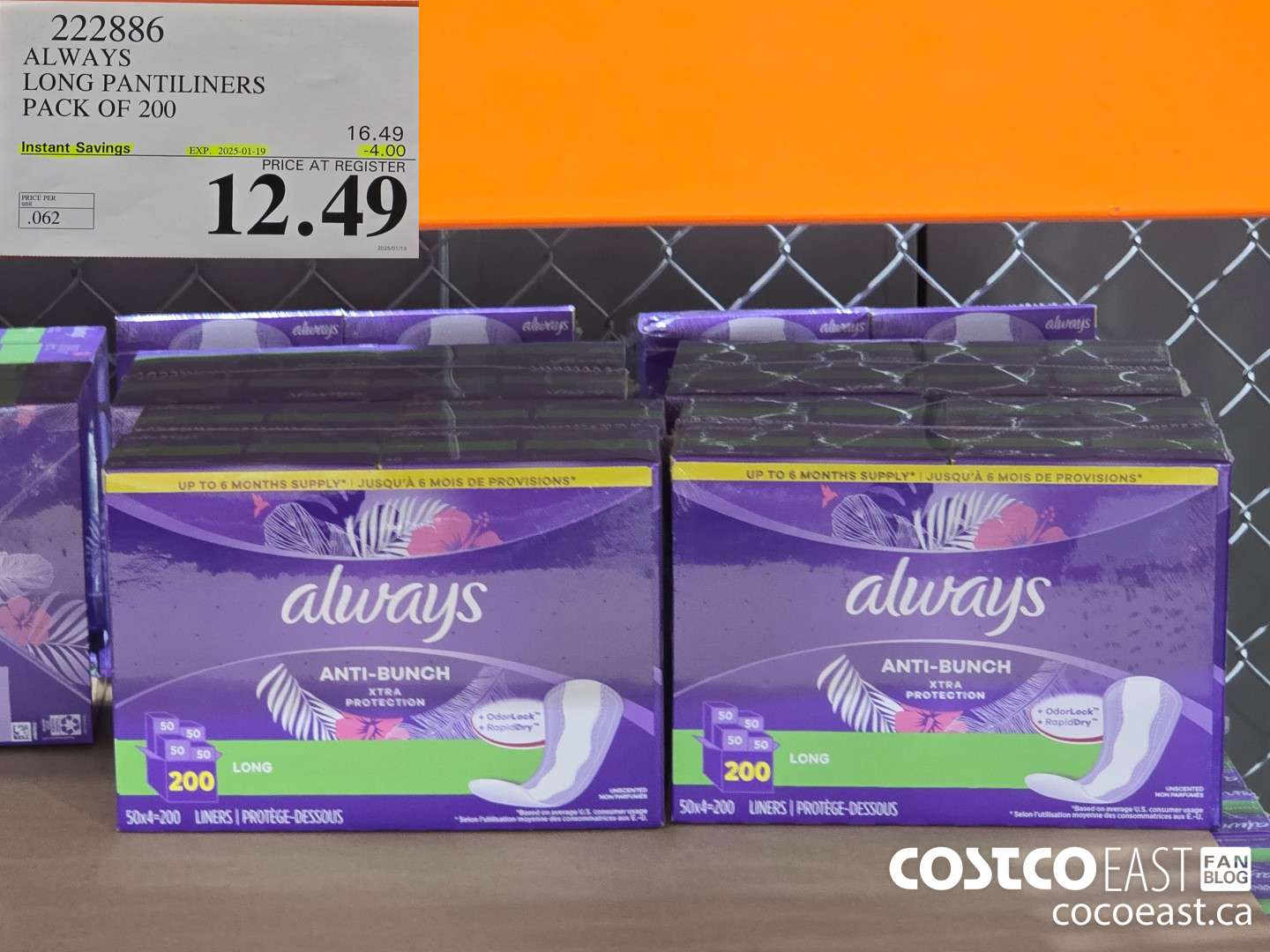 222886 ALWAYS LONG PANTILINERS PACK OF 200 ($4.00 INSTANT SAVINGS EXPIRES ON 2025-01-19) $12.49