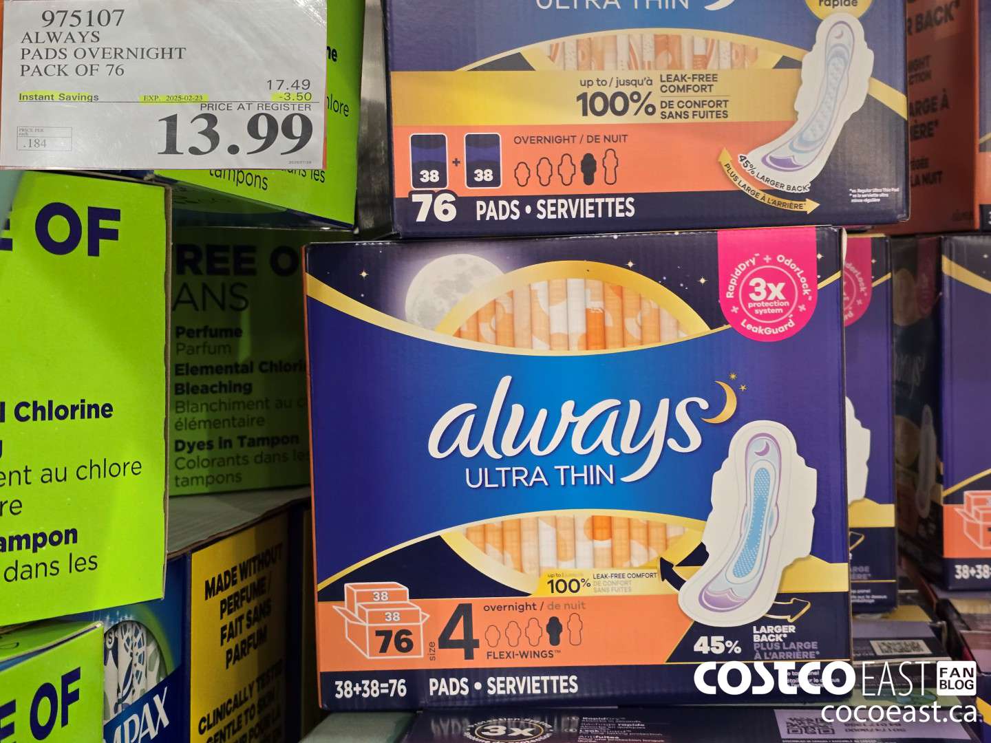 975107 ALWAYS PADS OVERNIGHT PACK OF 76 ($3.50 INSTANT SAVINGS EXPIRES ON 2025-02-23) $13.99