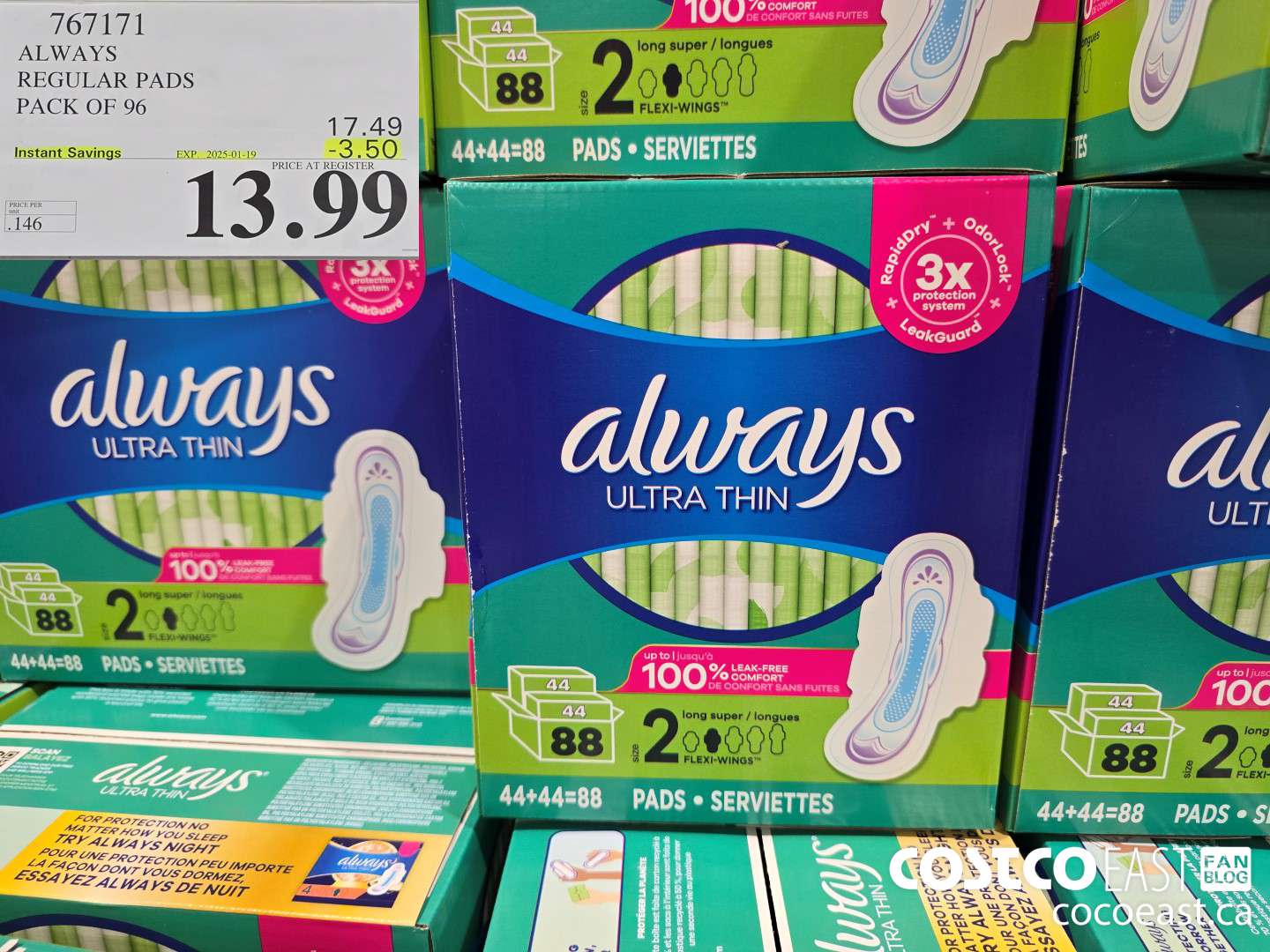 767171 ALWAYS REGULAR PADS PACK OF 96 ($3.50 INSTANT SAVINGS EXPIRES ON 2025-01-19) $13.99