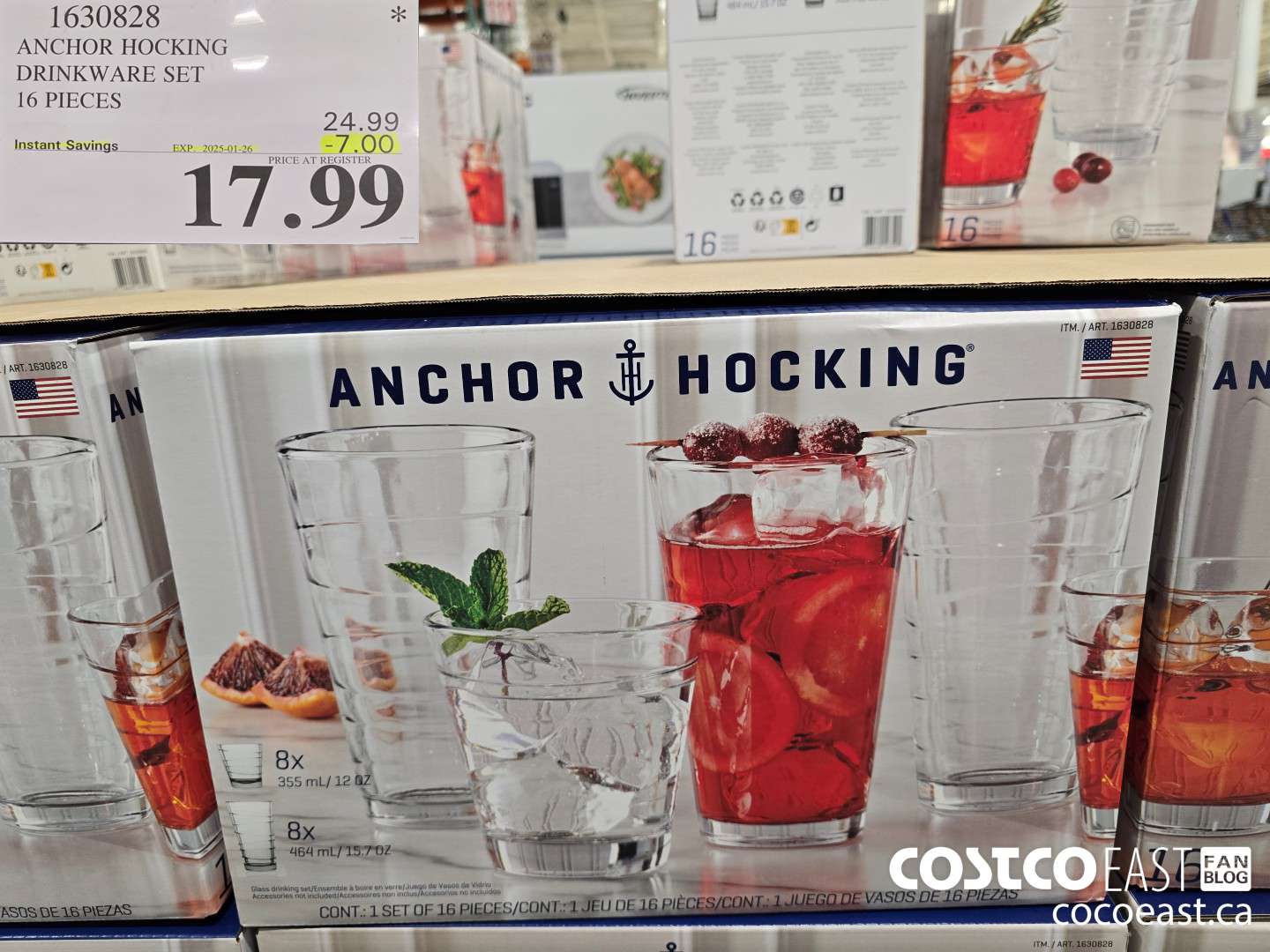 1630828 ANCHOR HOCKING DRINKWARE SET 16 PIECES ($7.00 INSTANT SAVINGS EXPIRES ON 2025-01-26) $17.99