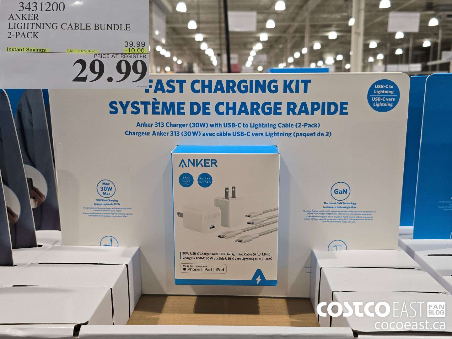 3431200 ANKER LIGHTNING CABLE BUNDLE 2-PACK ($10.00 INSTANT SAVINGS EXPIRES ON 2025-01-26) $29.99