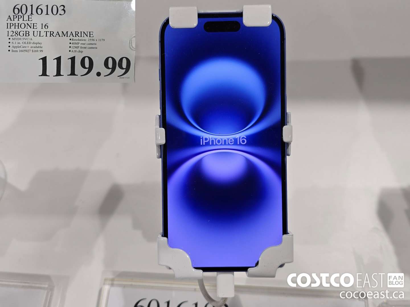 6016103 APPLE IPHONE 16 128GB ULTRAMARINE $1119.99