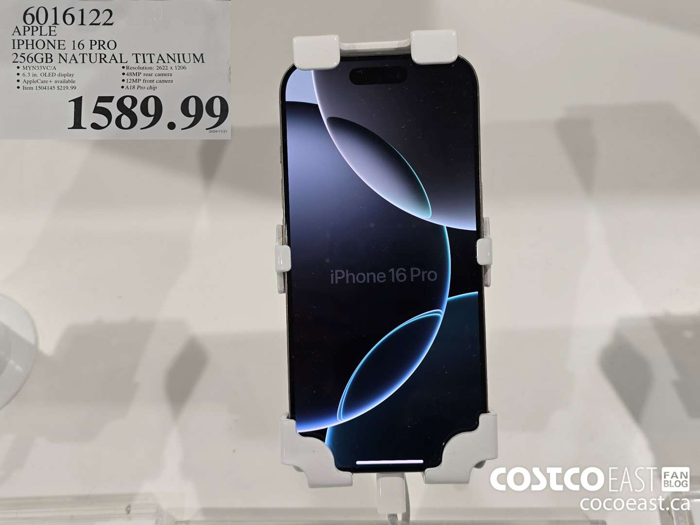 6016122 APPLE IPHONE 16 PRO 256GB NATURAL TITANIUM $1589.99