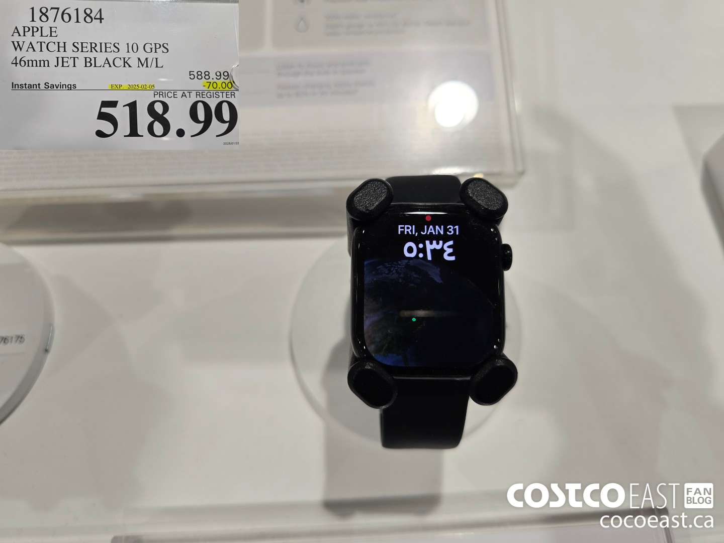 1876184 APPLE WATCH SERIES 10 GPS 46mm JET BLACK M/L ($70.00 INSTANT SAVINGS EXPIRES ON 2025-02-05) $518.99