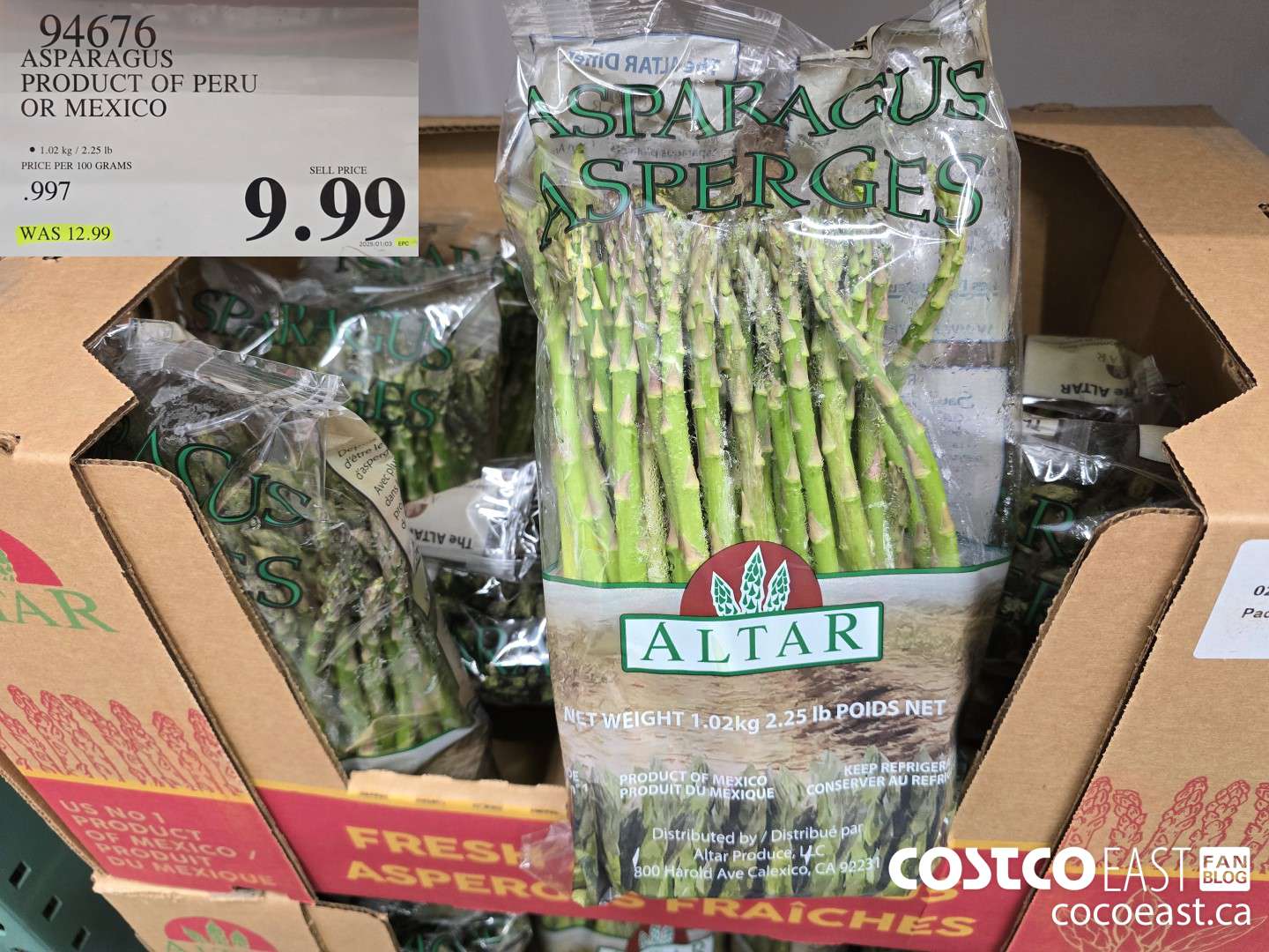 94676 ASPARAGUS PRODUCT OF PERU OR MEXICO $9.99