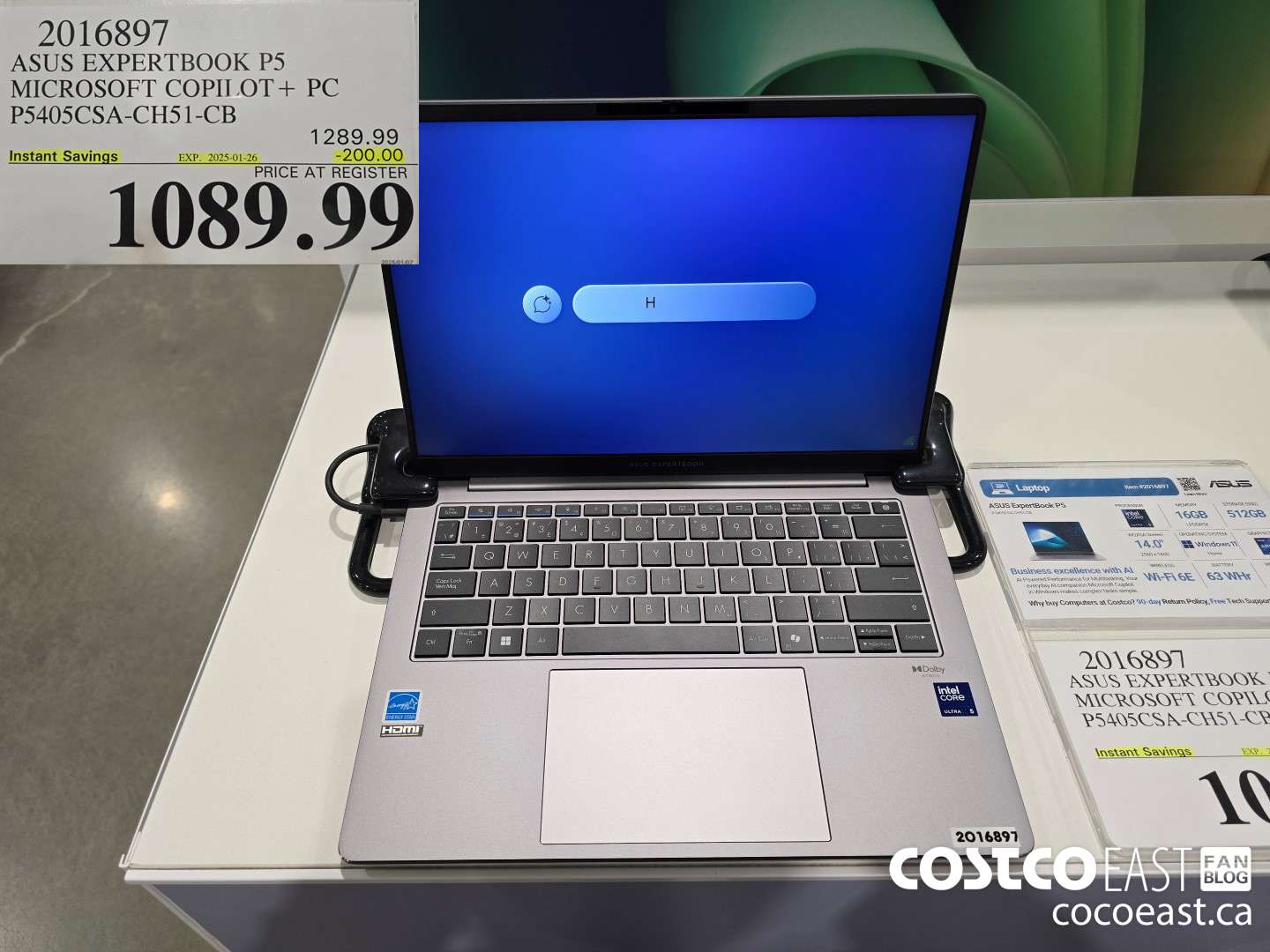 2016897 ASUS EXPERTBOOK P5 MICROSOFT COPILOT+ PC P5405CSA-CHS51-CB ($200.00 INSTANT SAVINGS EXPIRES ON 2025-01-26) $1089.99