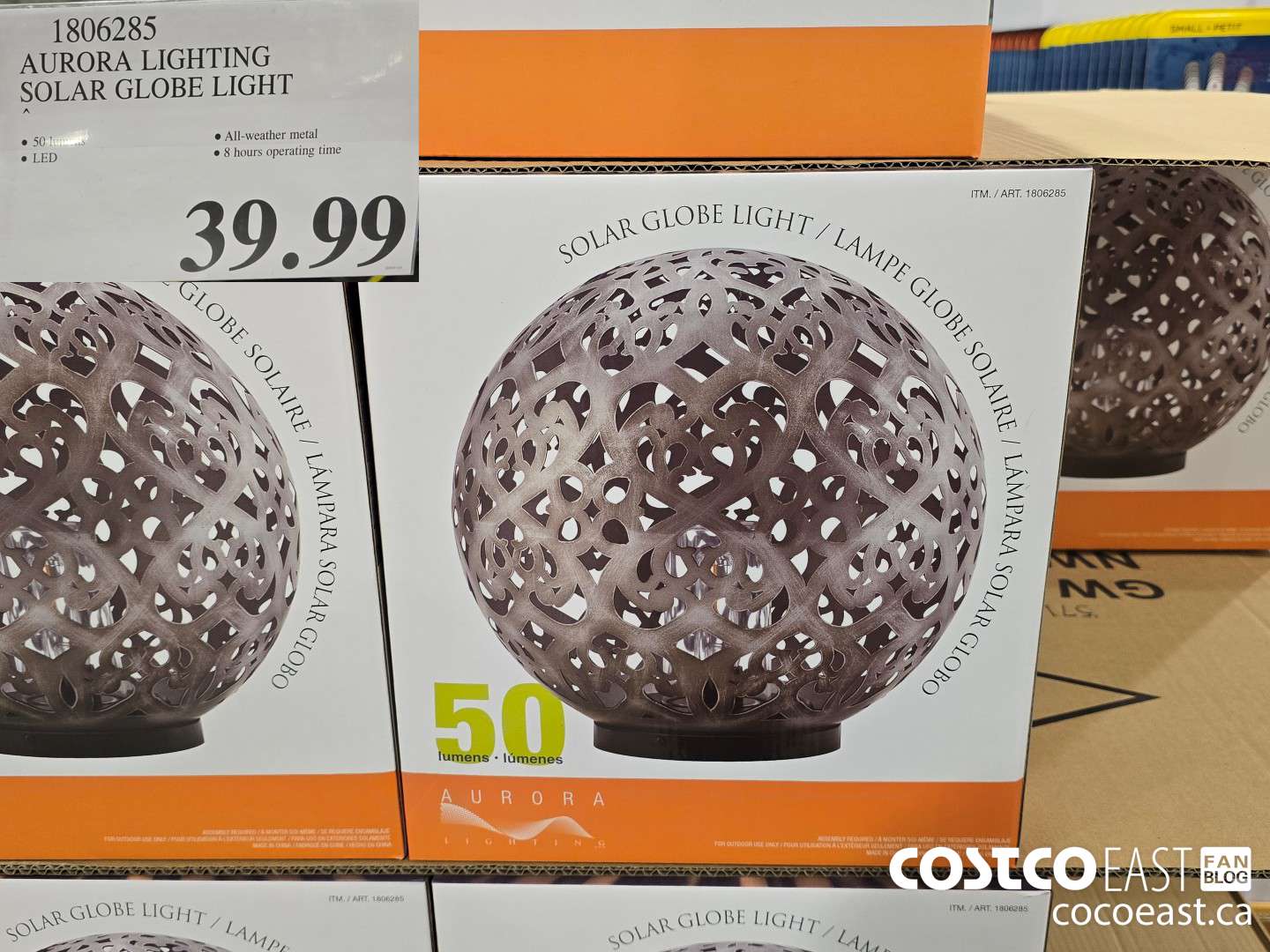 1806285 AURORA LIGHTING SOLAR GLOBE LIGHT $39.99