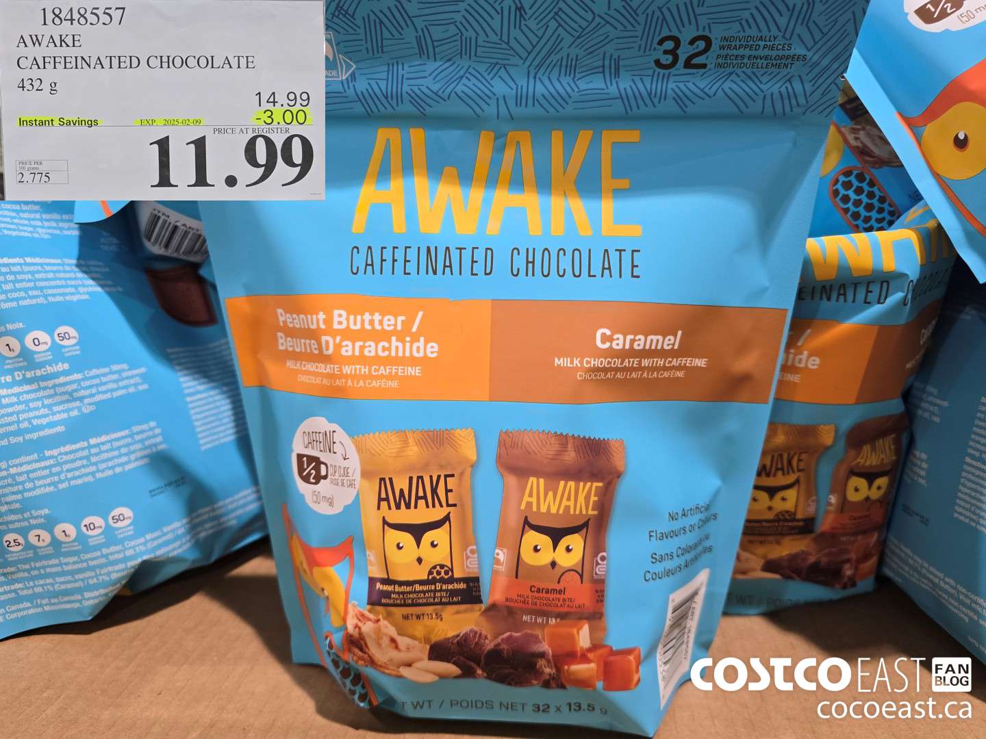 1848557 AWAKE CAFFEINATED CHOCOLATE 432 9 ($3.00 INSTANT SAVINGS EXPIRES ON 2025-02-09) $11.99