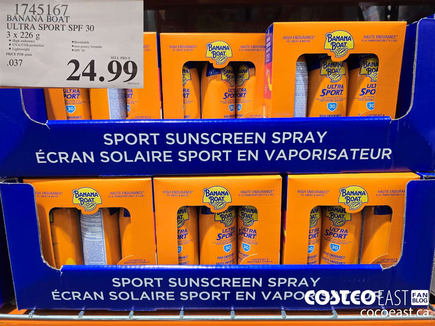 1745167 BANANA BOAT ULTRA SPORT SPF 30 3 X 226 G $24.99