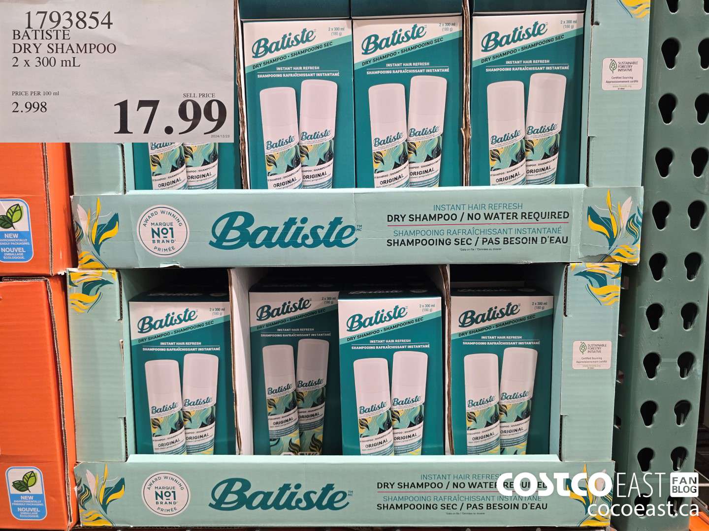 1793854 BATISTE DRY SHAMPOO 2 x 300 mL $17.99