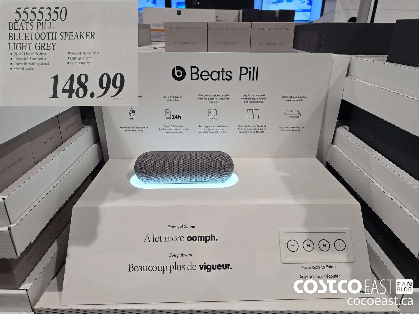 5555350 BEATS PILL BLUETOOTH SPEAKER LIGHT GREY $148.99