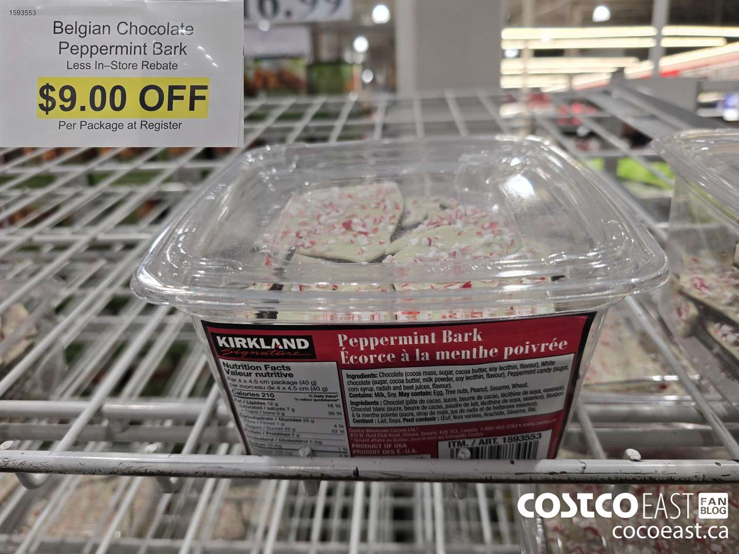 1593553 BELGIAN CHOCOLATE PEPPERMINT BARK 624g ($9.00 INSTANT SAVINGS)