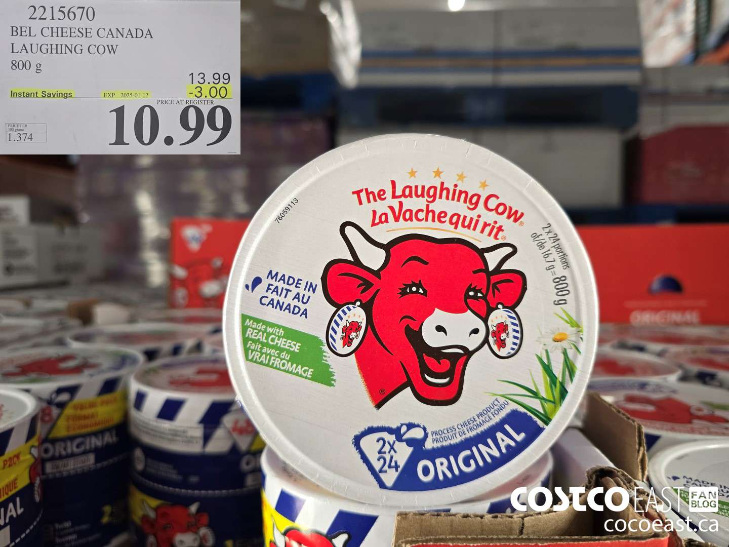 2215610 BEL CHEESE CANADA LAUGHING COW 800 G ($3.00 INSTANT SAVINGS EXPIRES ON 2025-01-12) $10.99
