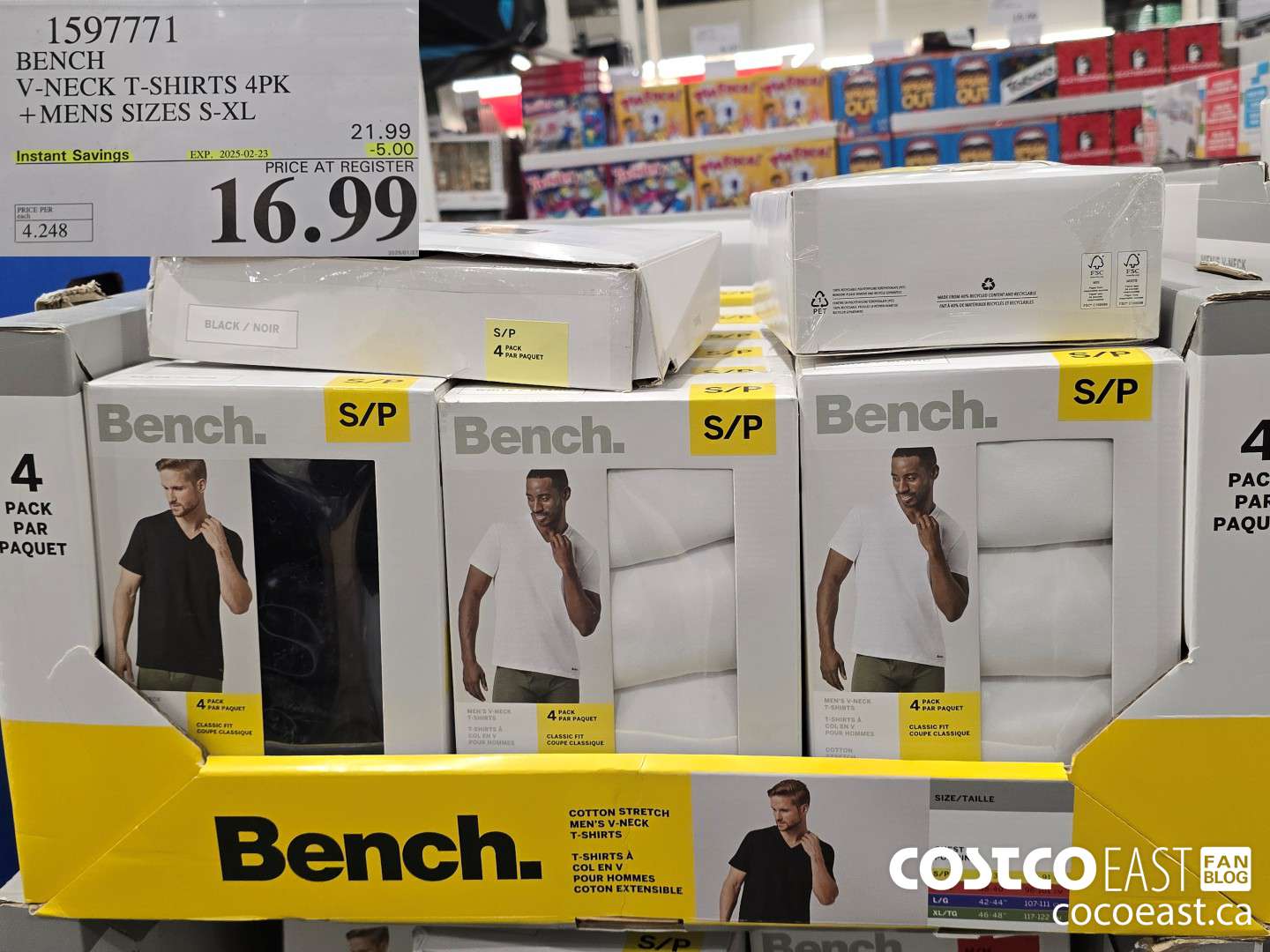 1597771 BENCH V-NECK T-SHIRTS 4PK +MENS SIZES S-XL ($5.00 INSTANT SAVINGS EXPIRES ON 2025-02-23) $16.99