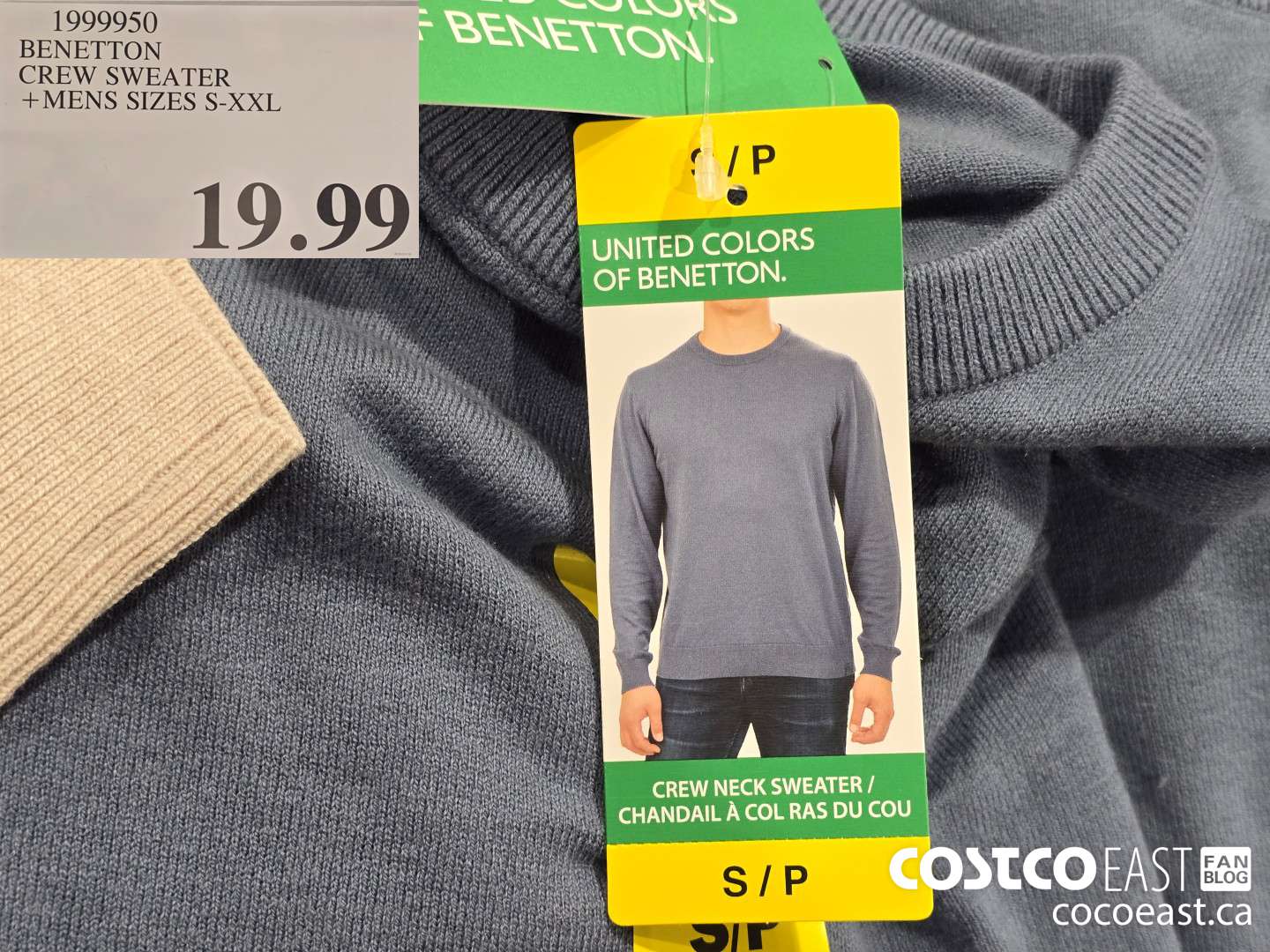 1999950 BENETTON CREW SWEATER + MENS SIZES S-XXL $19.99