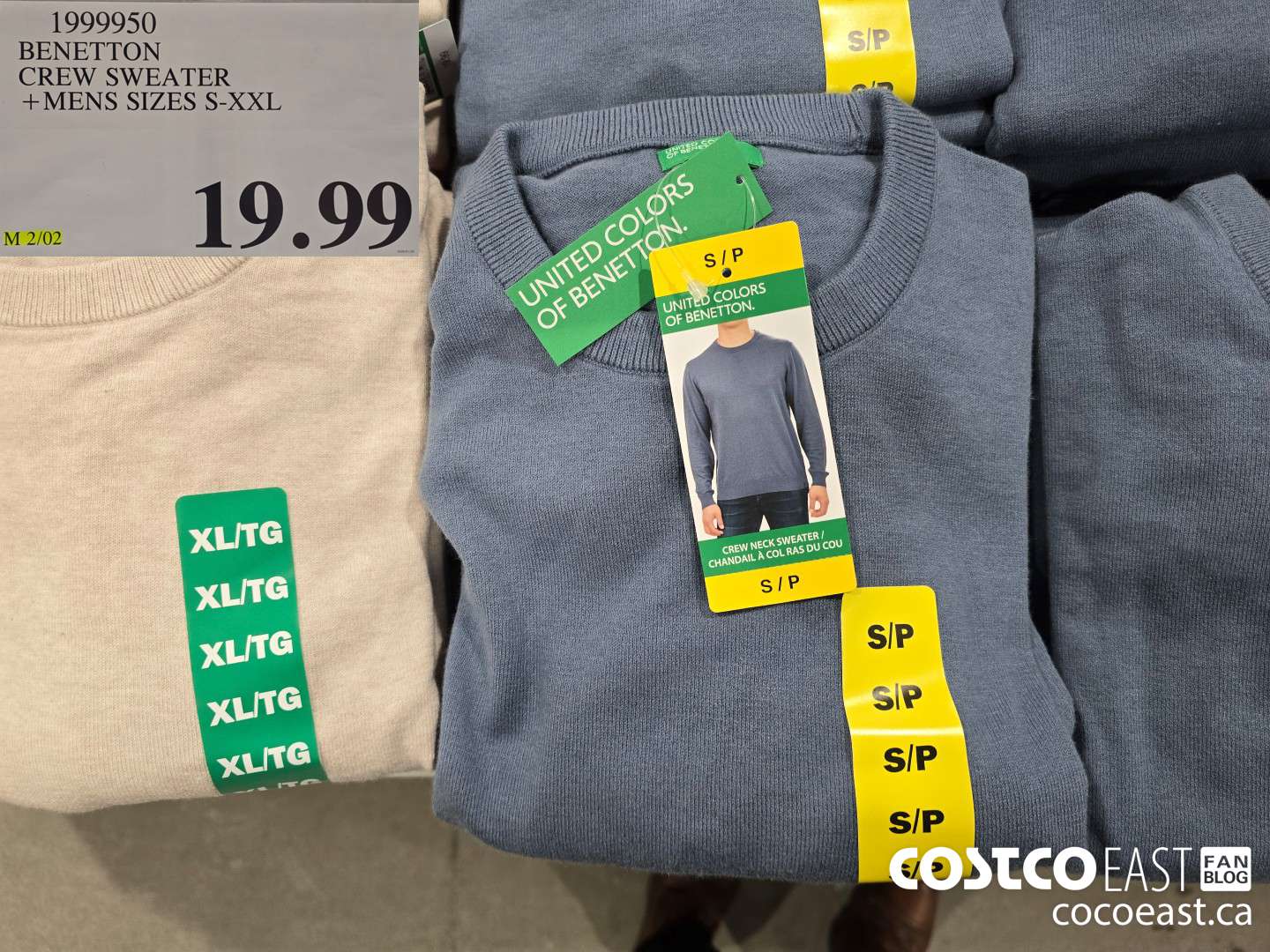 1999950 BENETTON CREW SWEATER + MENS SIZES S-XXL $19.99