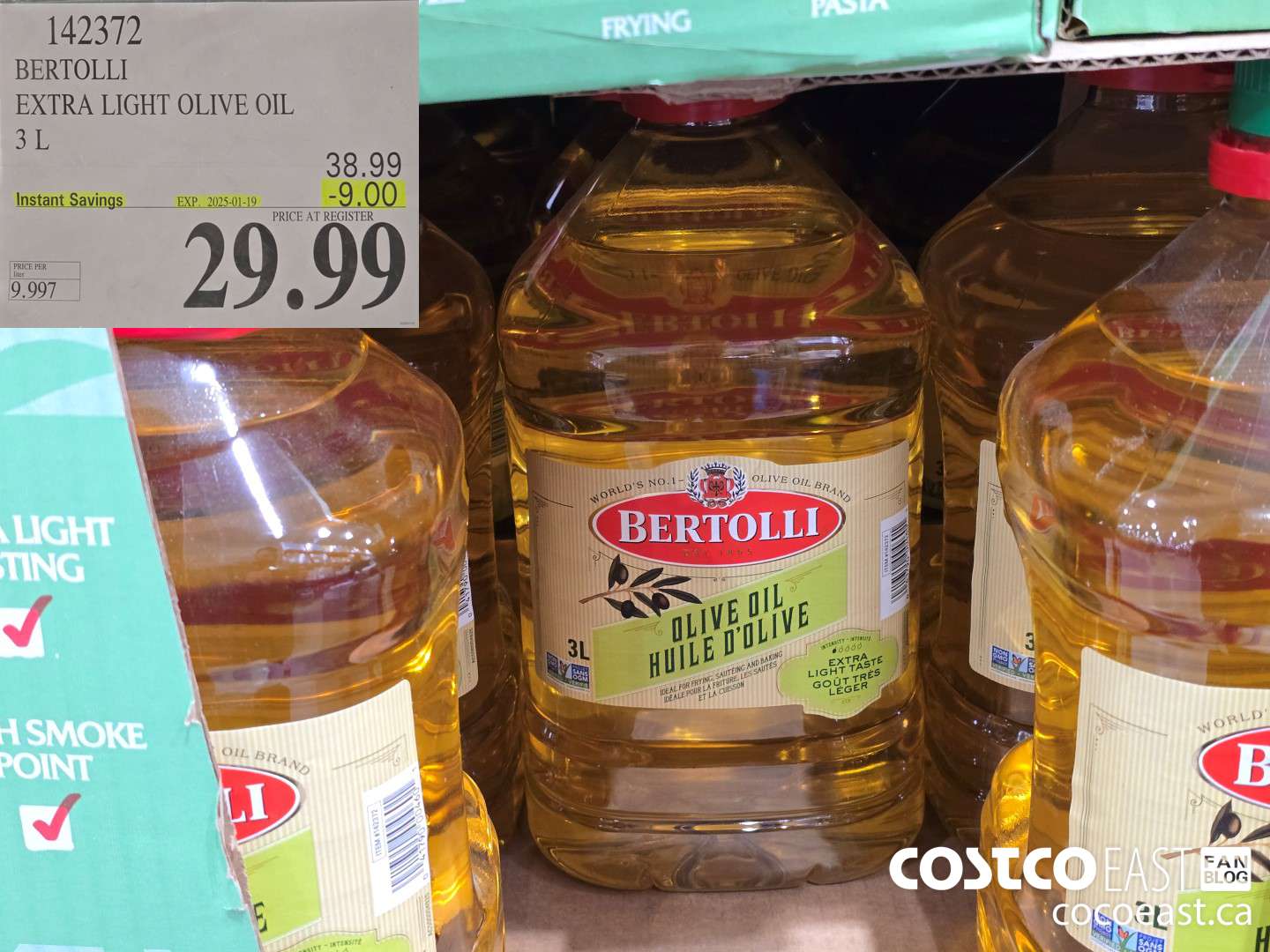 142372 BERTOLLI EXTRA LIGHT OLIVE OIL 3L ($9.00 INSTANT SAVINGS EXPIRES ON 2025-01-19) $29.99